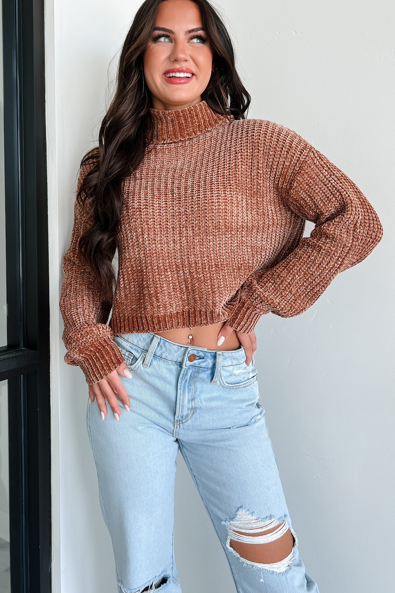 Autumn Comforts Zenana Chenille Sweater (Deep Camel)-The Formal Wear