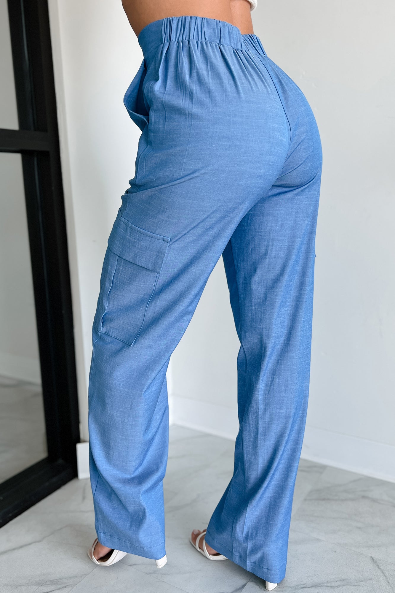 Behind The Smiles High Waist Cargo Pants (Indigo)-The Formal Wear