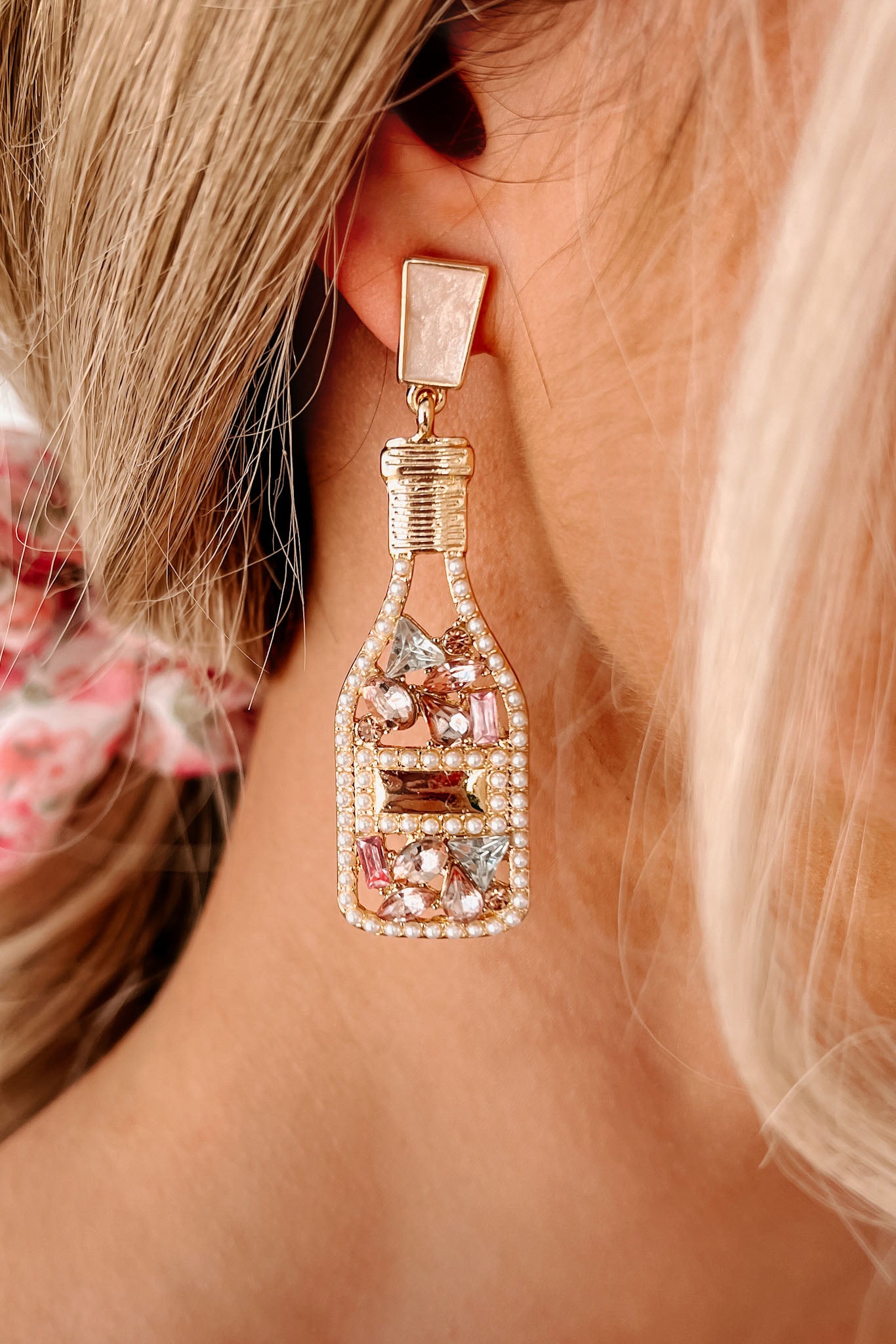 Bring On The Bubbly Statement Dangle Earrings (Pink)-The Formal Wear