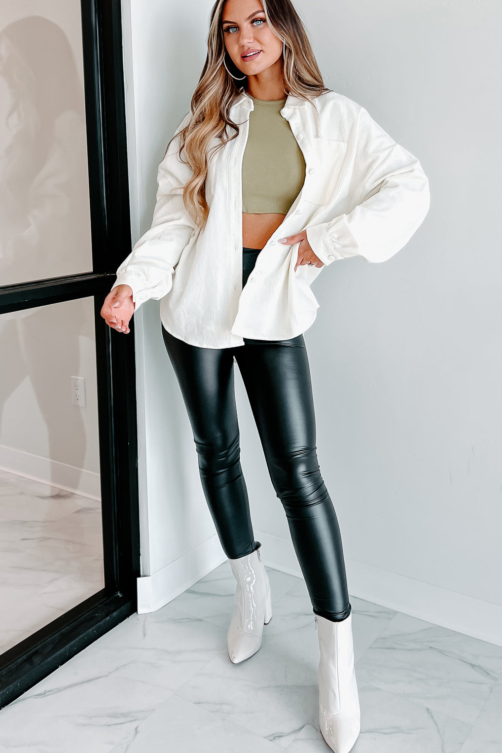 Saturdays At Market Oversized Corduroy Shacket (Whip Cream)-The Formal Wear