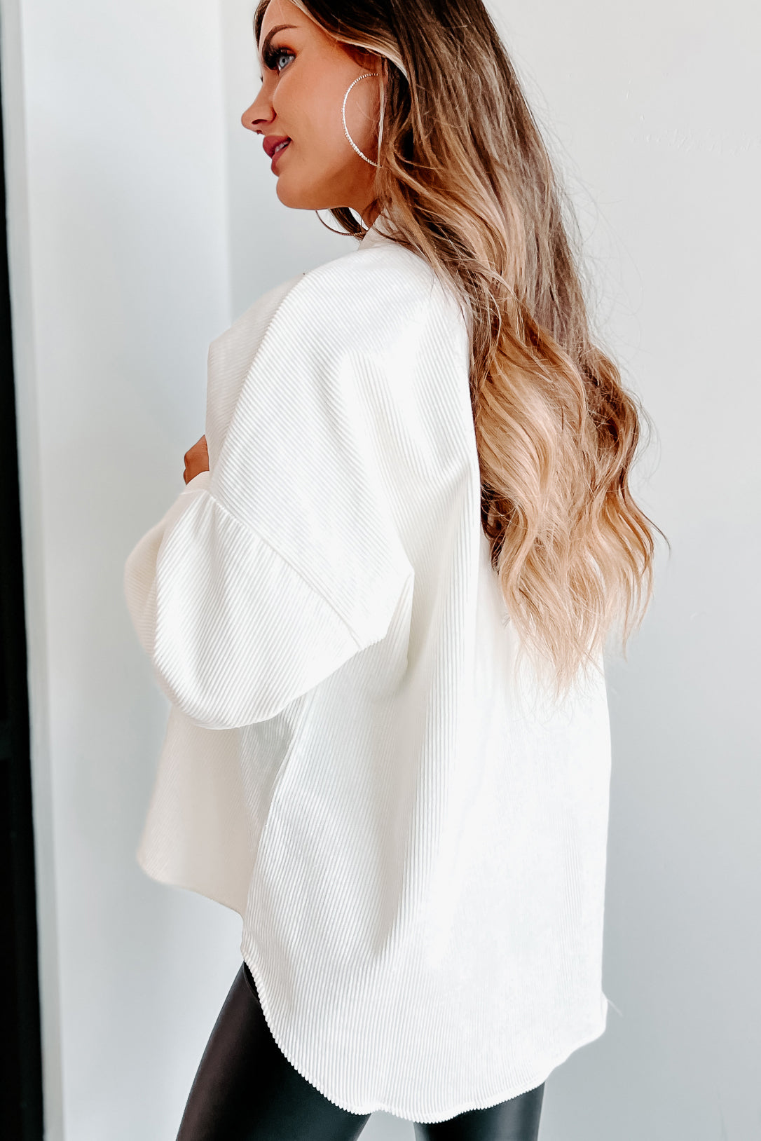 Saturdays At Market Oversized Corduroy Shacket (Whip Cream)-The Formal Wear