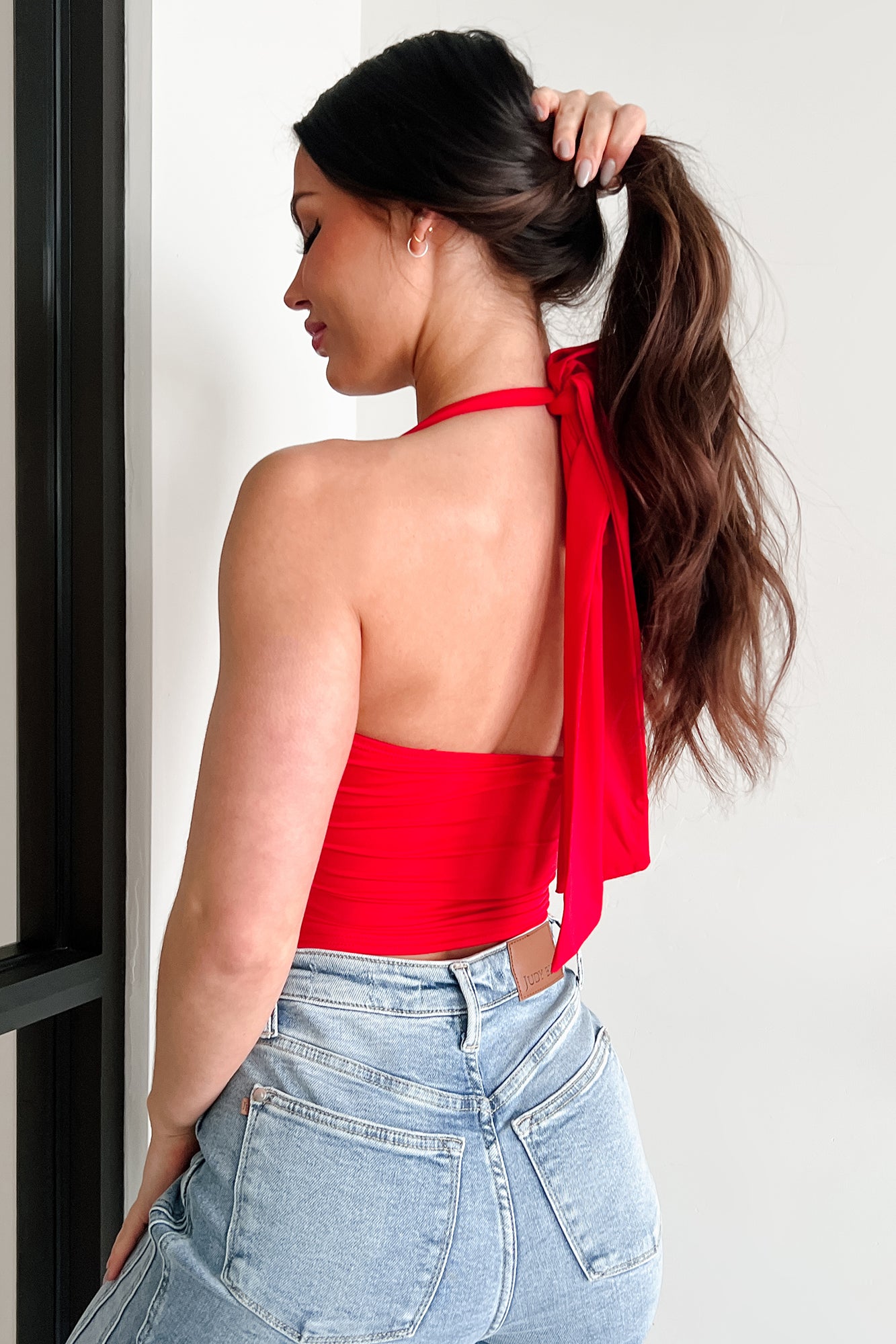 Complete Confidence Heart Ring Halter Top (Red)-The Formal Wear