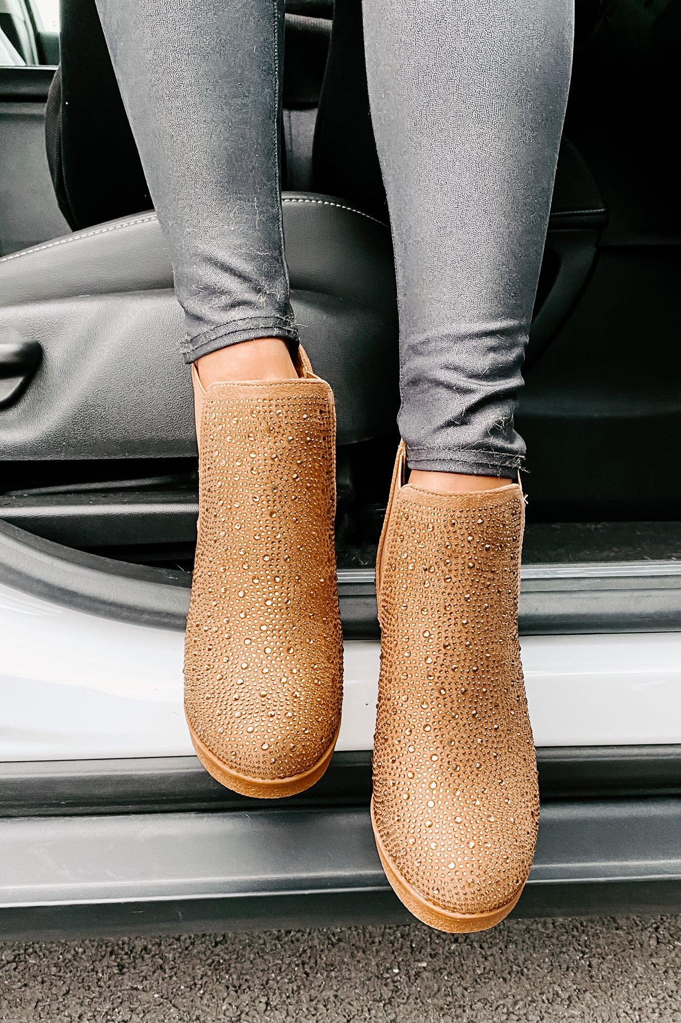 Bossy Behavior Rhinestone Booties (Gold)-The Formal Wear