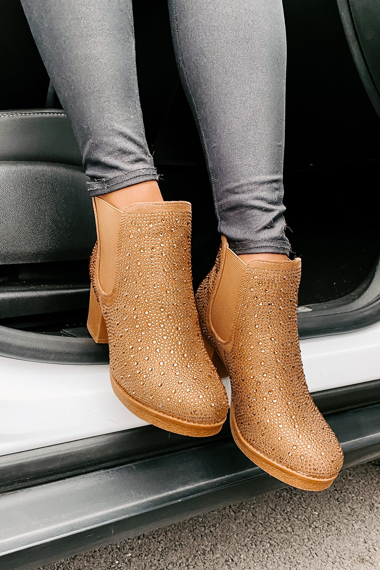 Bossy Behavior Rhinestone Booties (Gold)-The Formal Wear