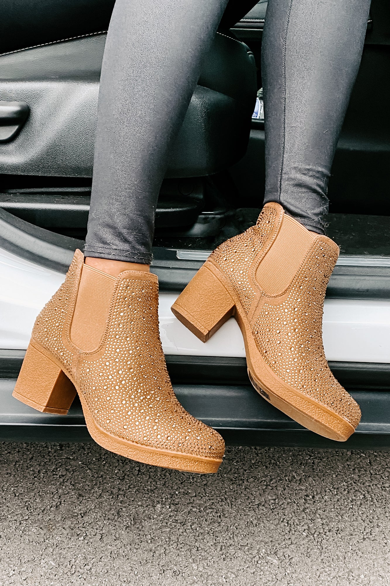 Bossy Behavior Rhinestone Booties (Gold)-The Formal Wear