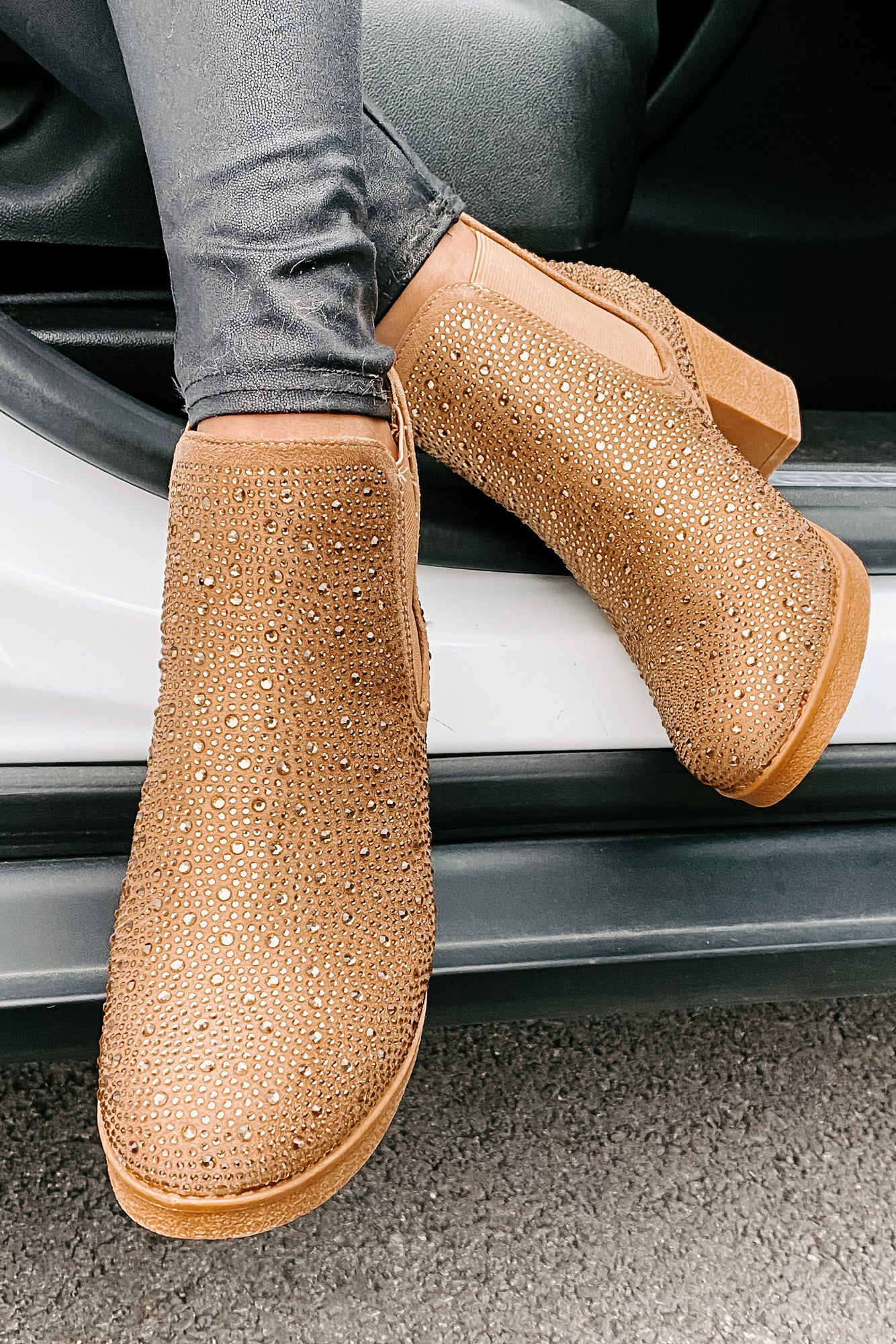 Bossy Behavior Rhinestone Booties (Gold)-The Formal Wear