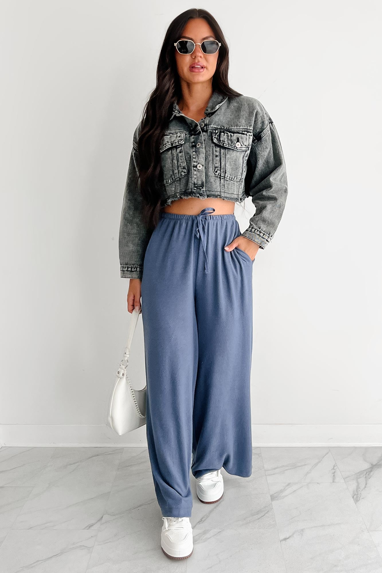 Chasing Calm Relaxed Wide Leg Pants (Dusty Navy)-The Formal Wear