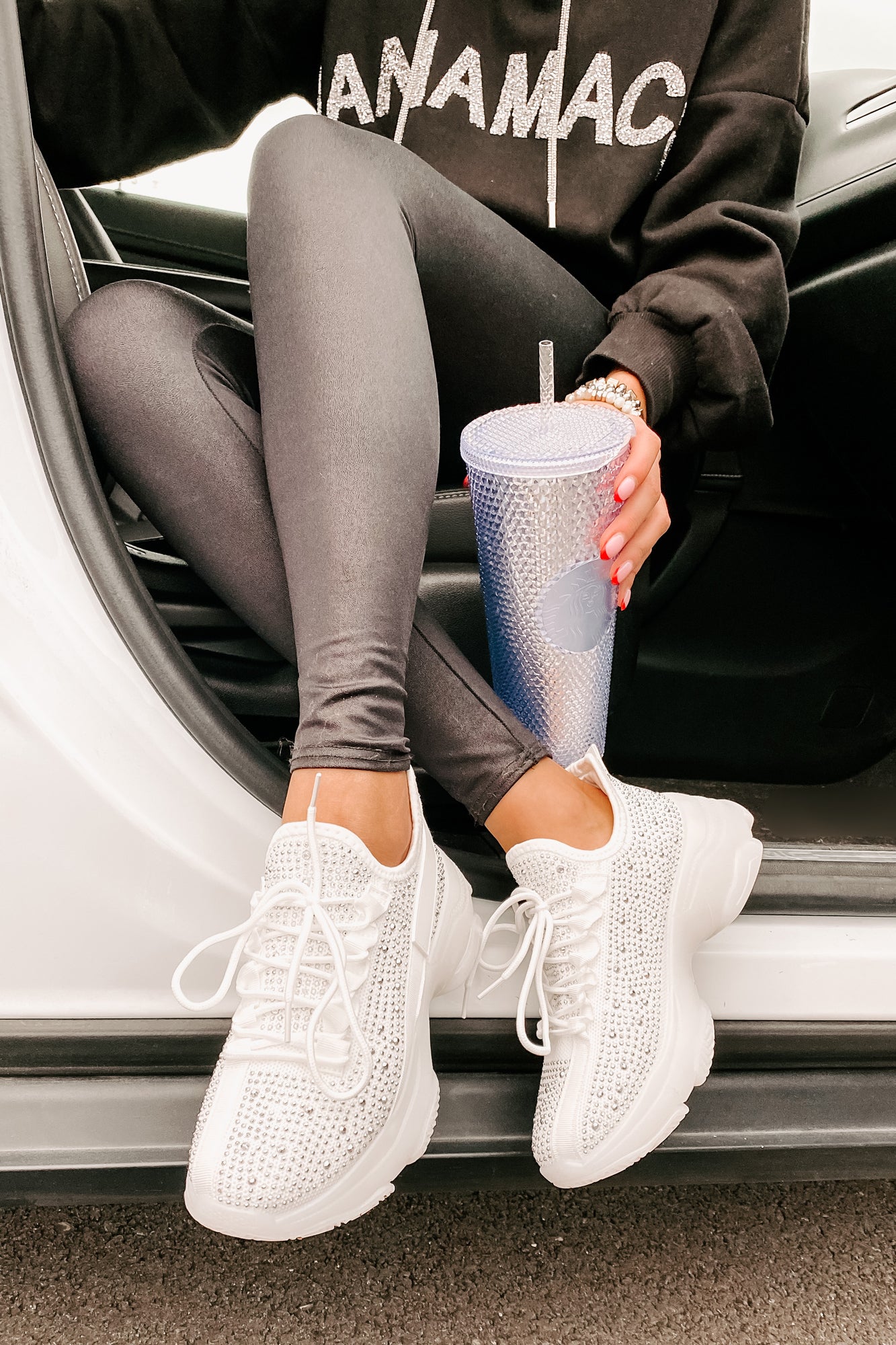 High Maintenance Chunky Rhinestone Sneakers (White)-The Formal Wear