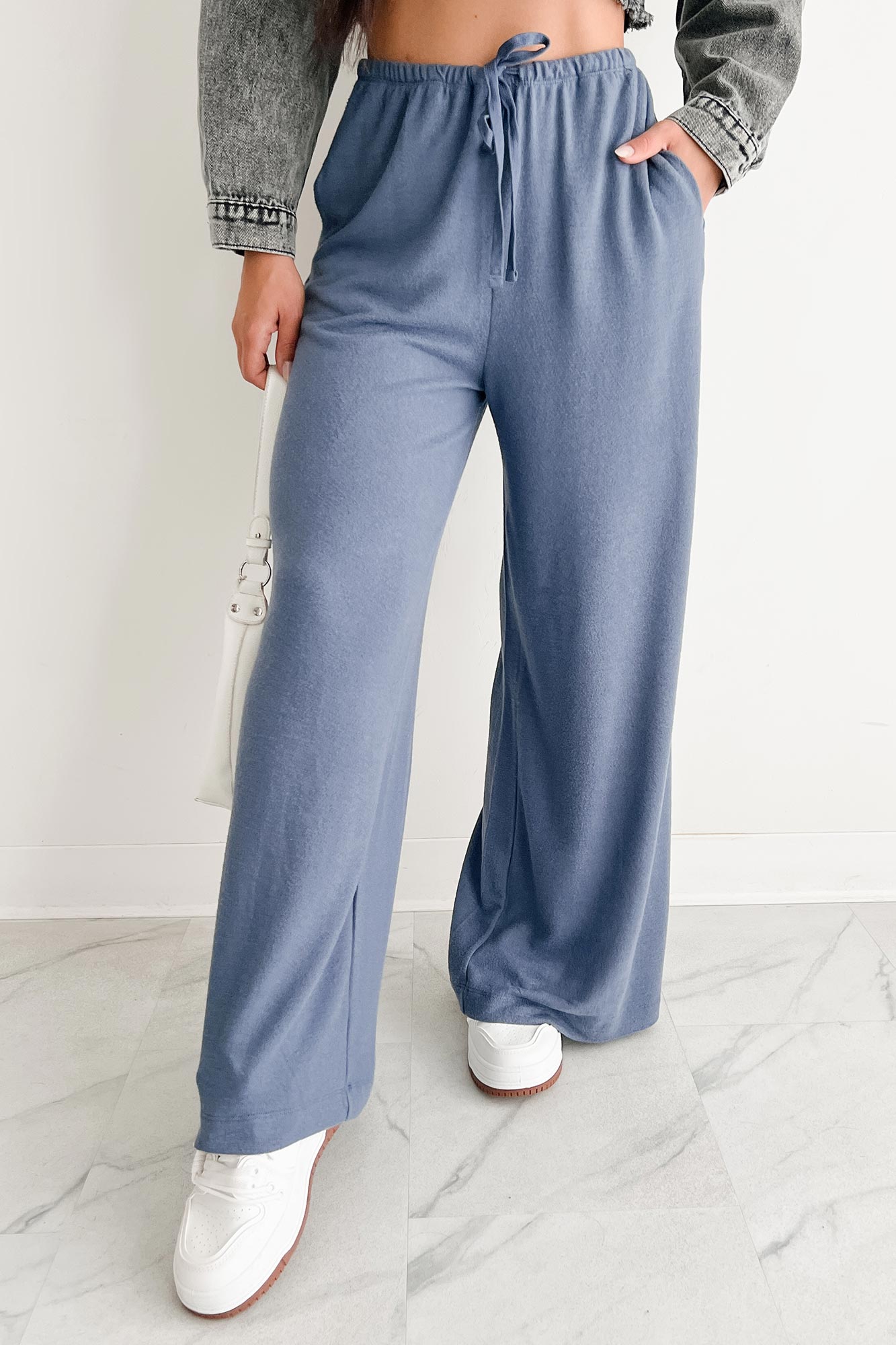 Chasing Calm Relaxed Wide Leg Pants (Dusty Navy)-The Formal Wear