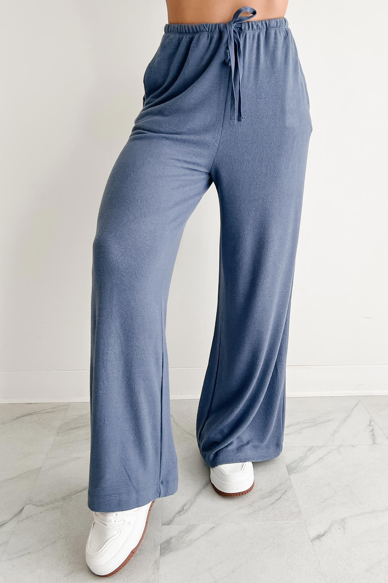 Chasing Calm Relaxed Wide Leg Pants (Dusty Navy)-The Formal Wear
