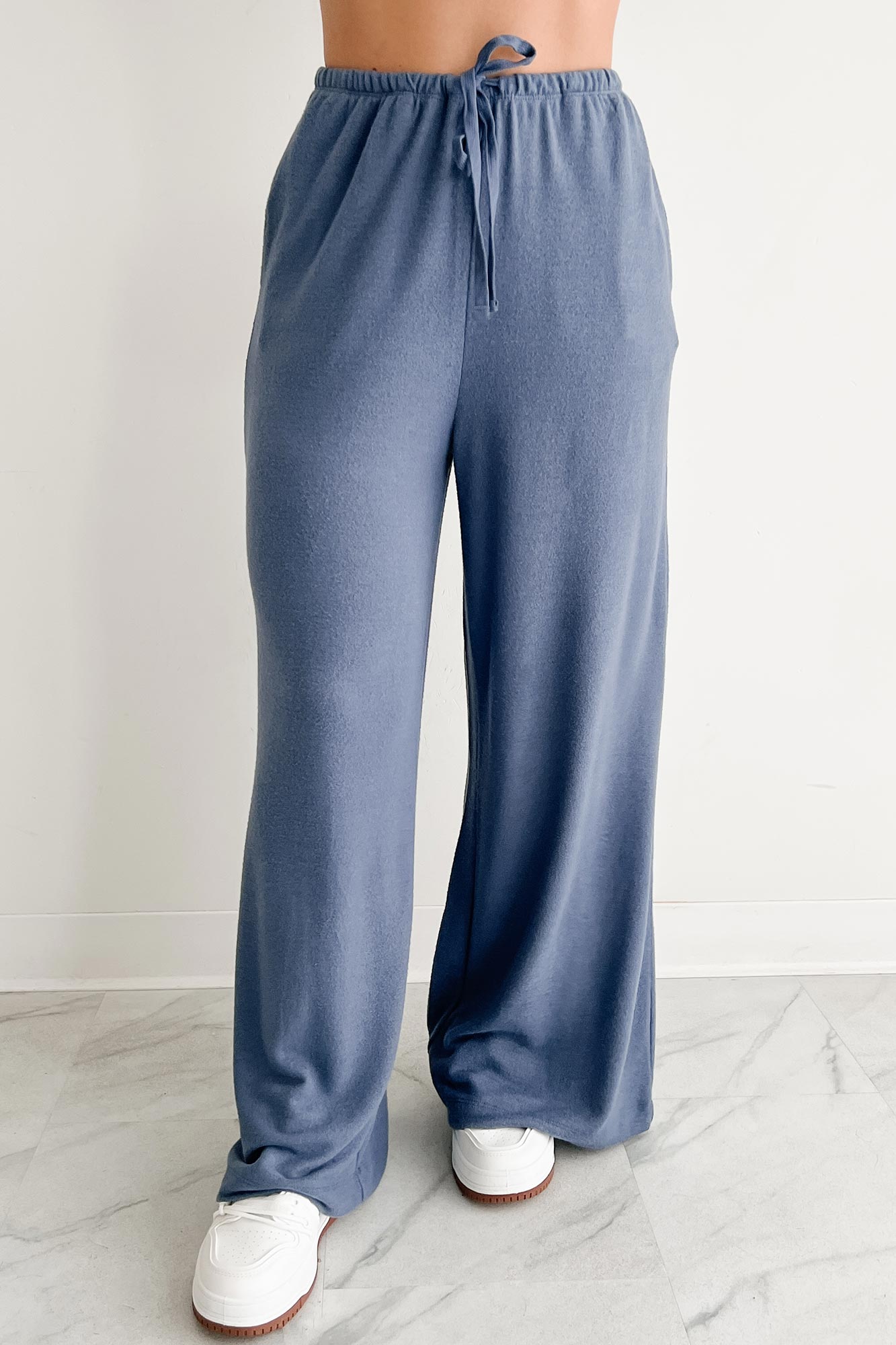 Chasing Calm Relaxed Wide Leg Pants (Dusty Navy)-The Formal Wear