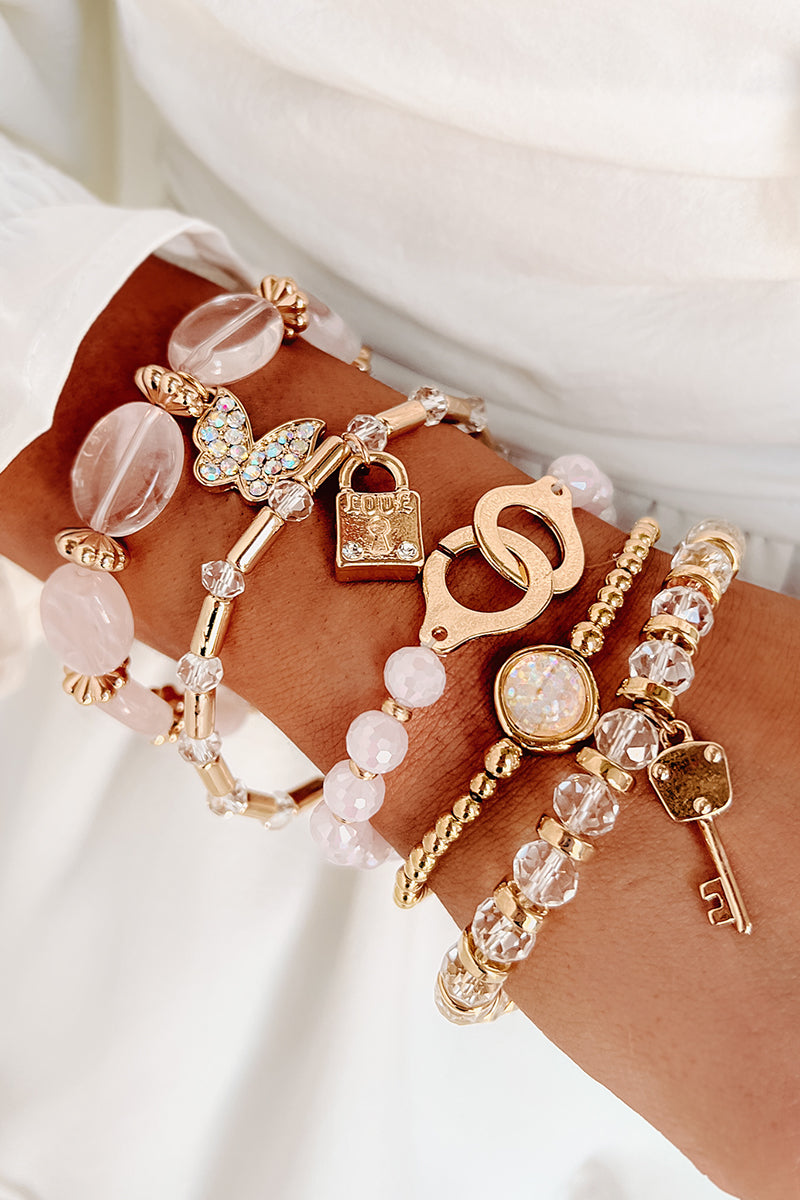 Pretty In Pink Bracelet Set (Pink)-The Formal Wear