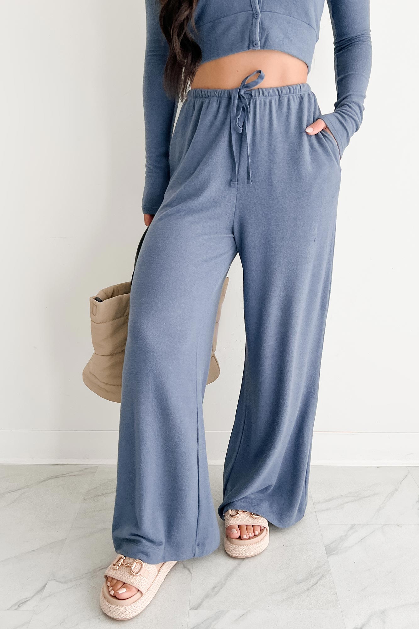 Chasing Calm Relaxed Wide Leg Pants (Dusty Navy)-The Formal Wear