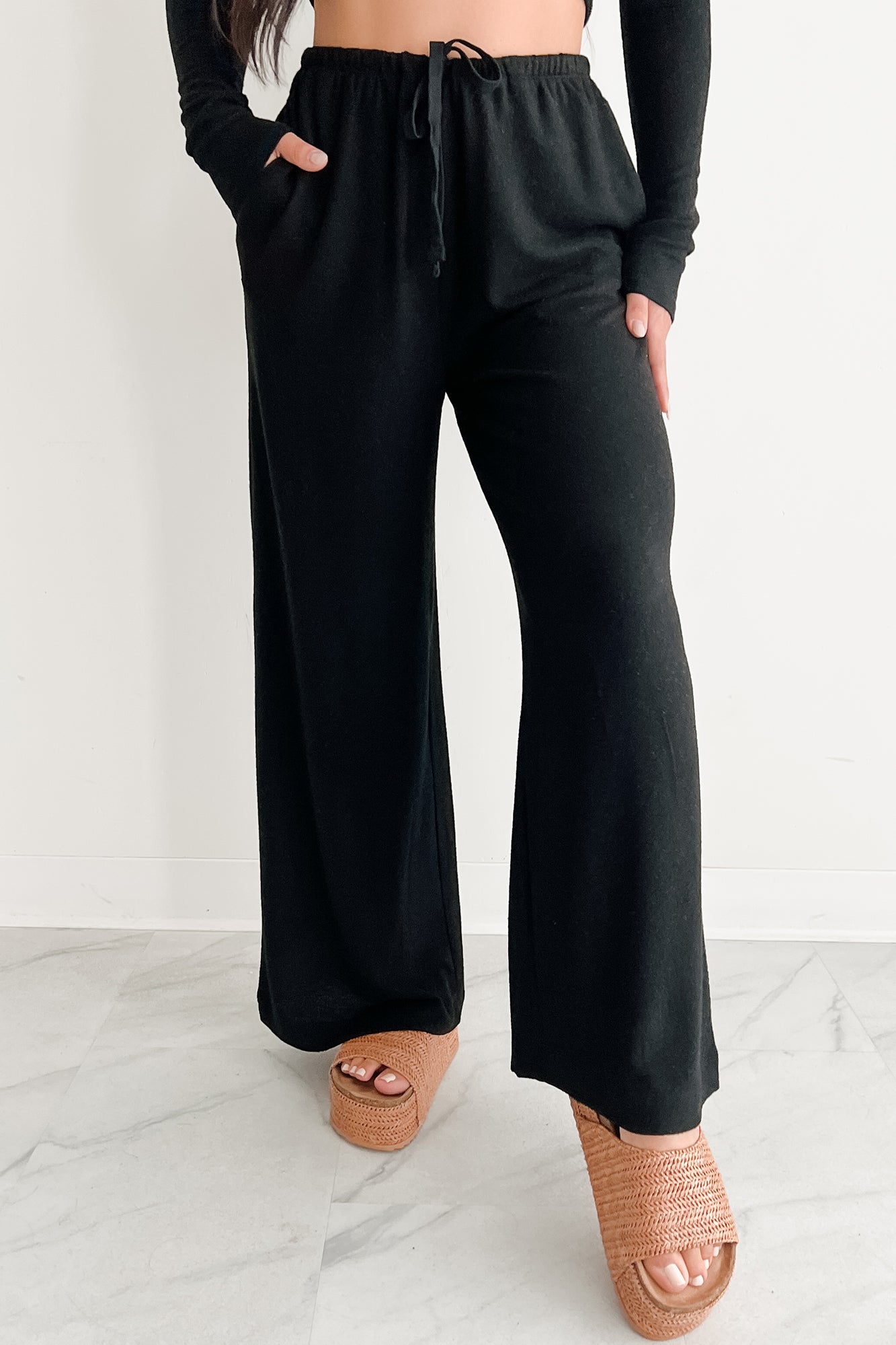 Chasing Calm Relaxed Wide Leg Pants (Black)-The Formal Wear