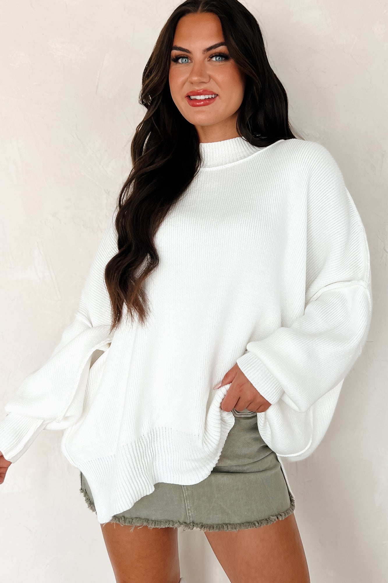 Auden Oversized Zenana Sweater (Off White)-The Formal Wear