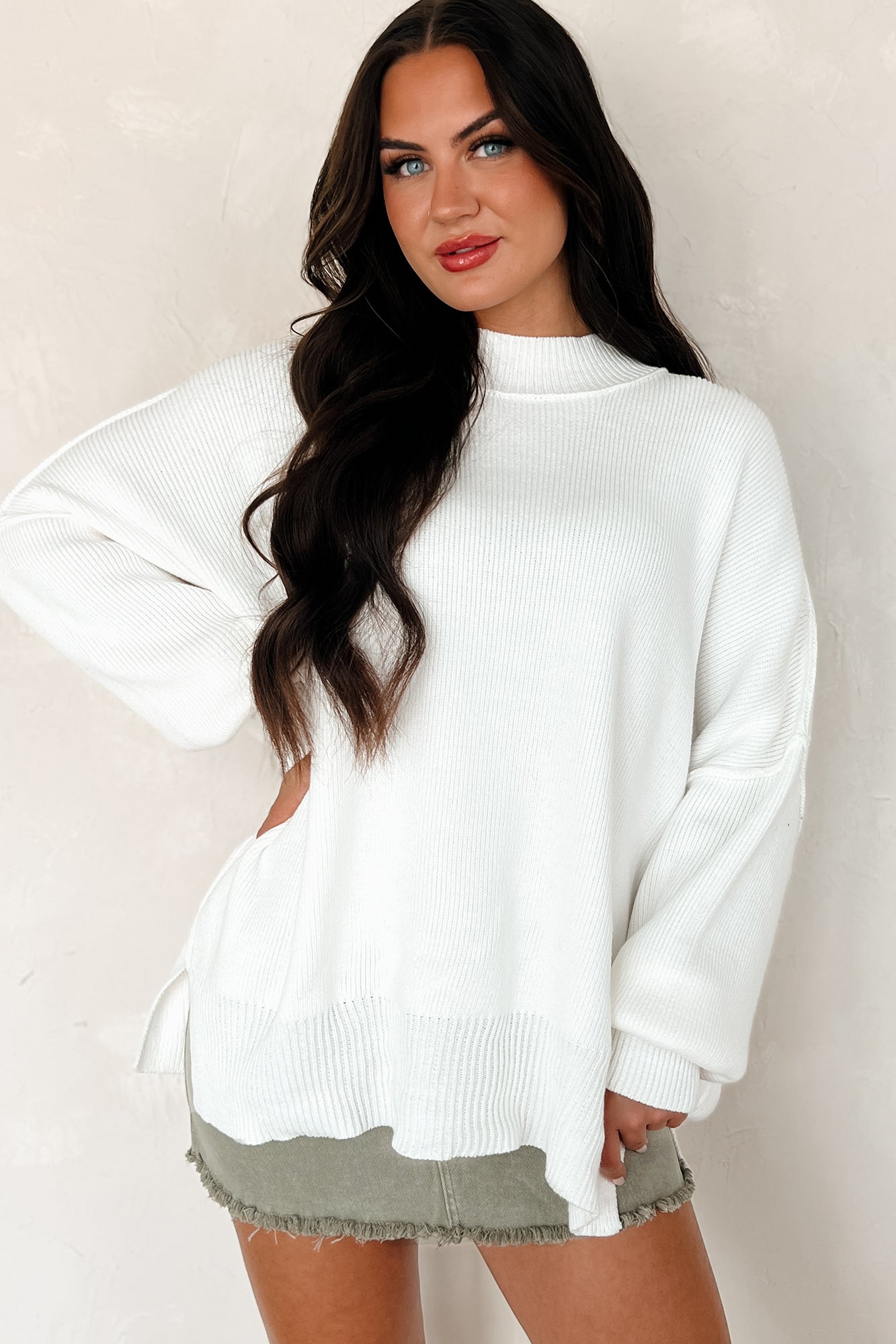 Auden Oversized Zenana Sweater (Off White)-The Formal Wear