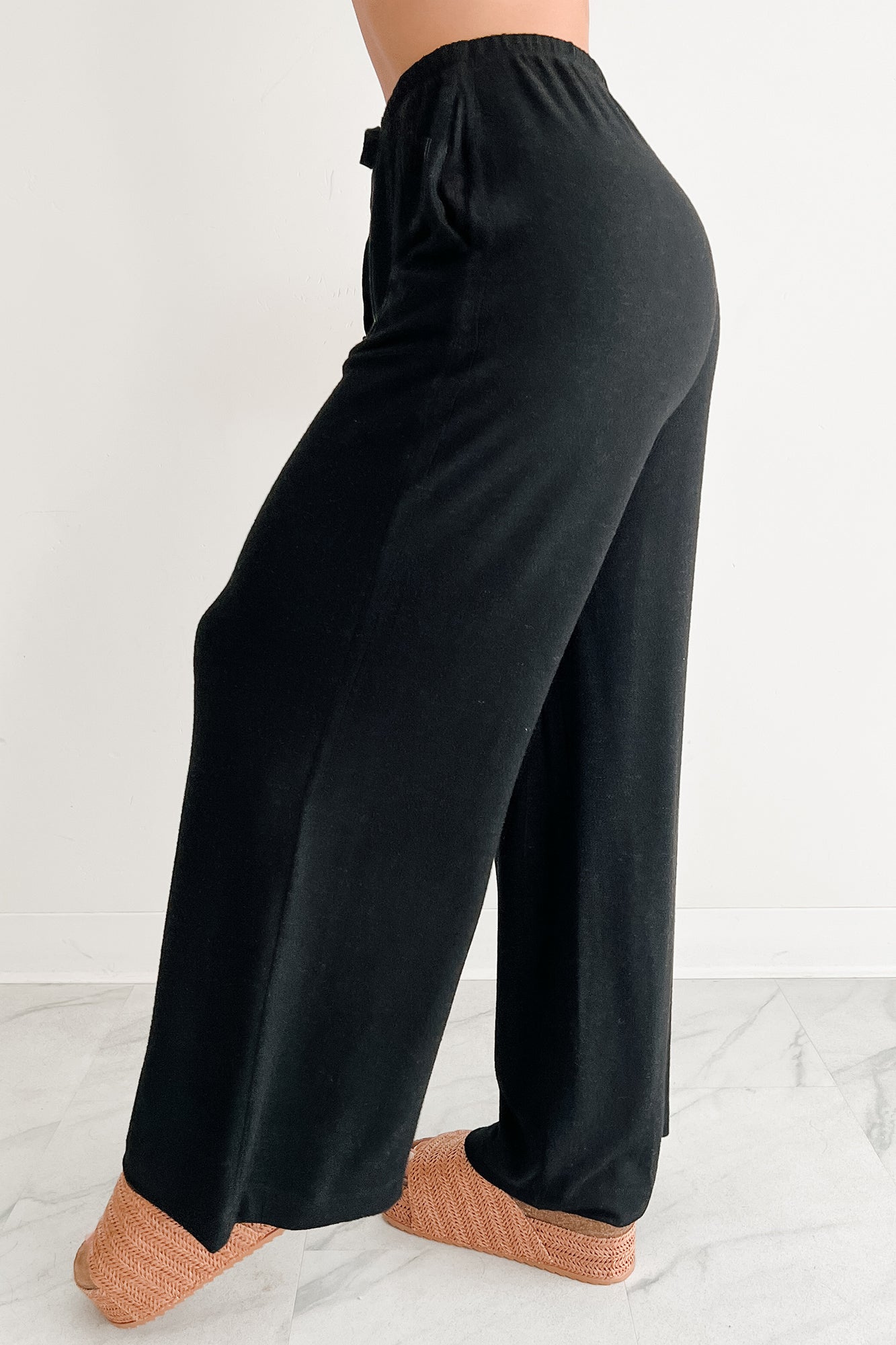 Chasing Calm Relaxed Wide Leg Pants (Black)-The Formal Wear