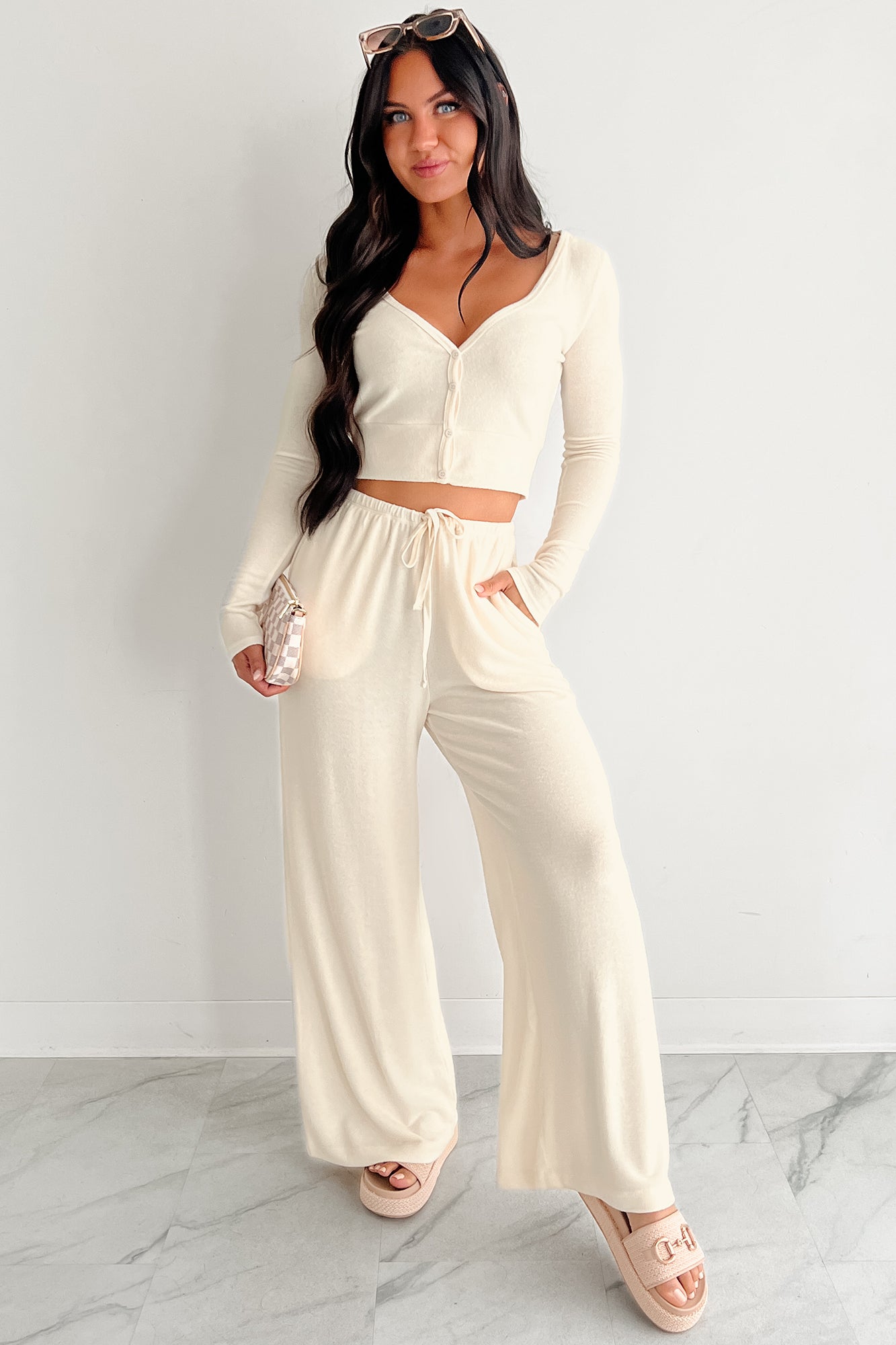 Chasing Calm Relaxed Wide Leg Pants (Cream)-The Formal Wear