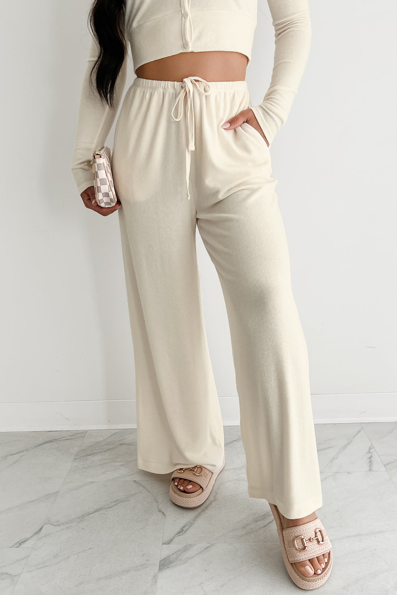 Chasing Calm Relaxed Wide Leg Pants (Cream)-The Formal Wear