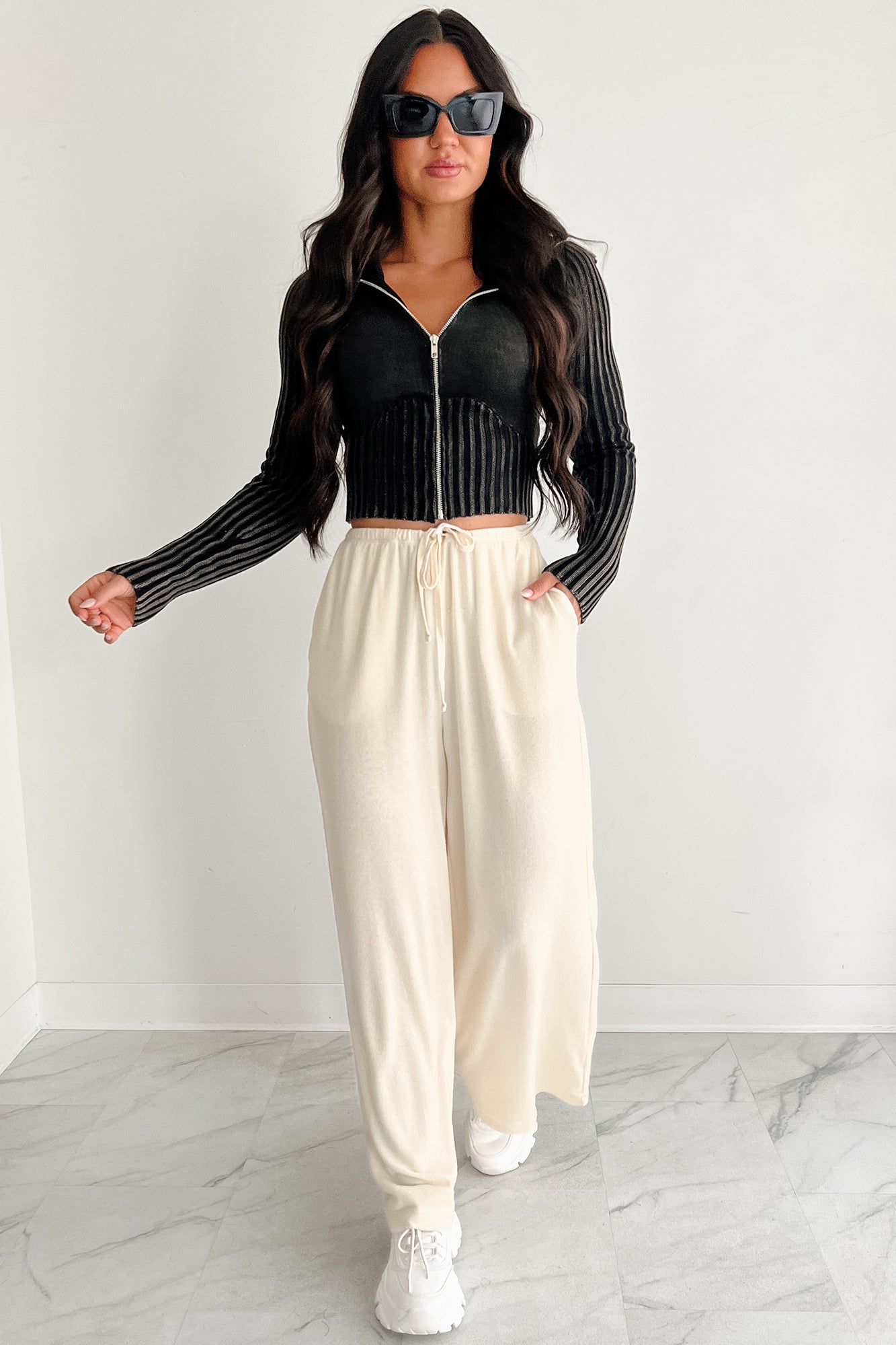 Chasing Calm Relaxed Wide Leg Pants (Cream)-The Formal Wear