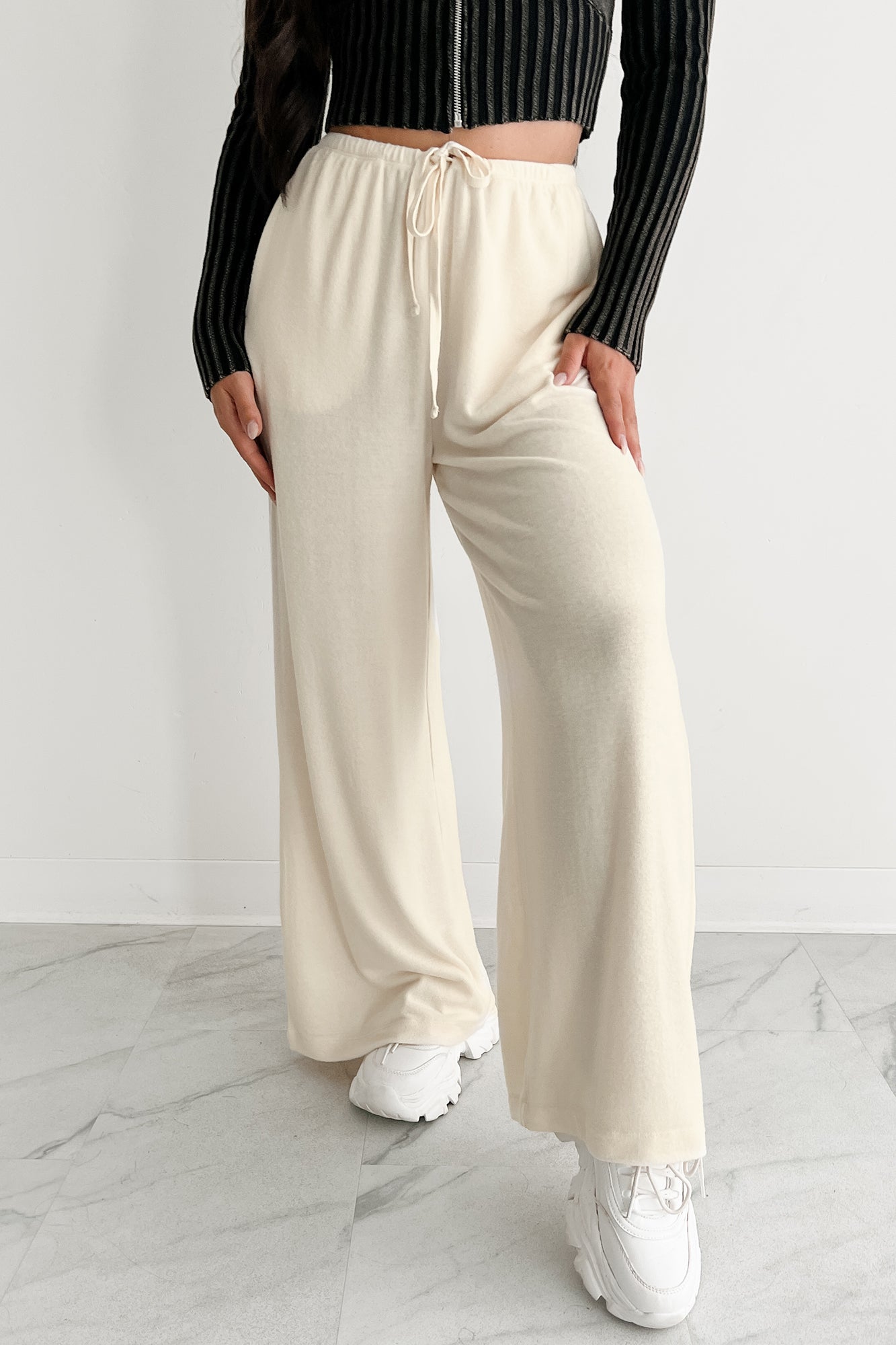 Chasing Calm Relaxed Wide Leg Pants (Cream)-The Formal Wear
