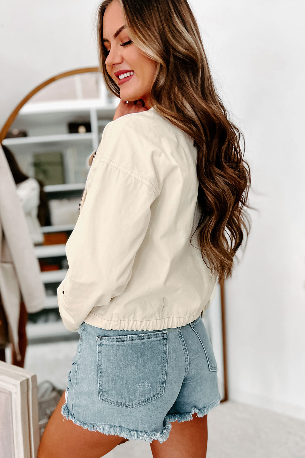 All In Style Zip-Up Utility Jacket (Ivory)-The Formal Wear