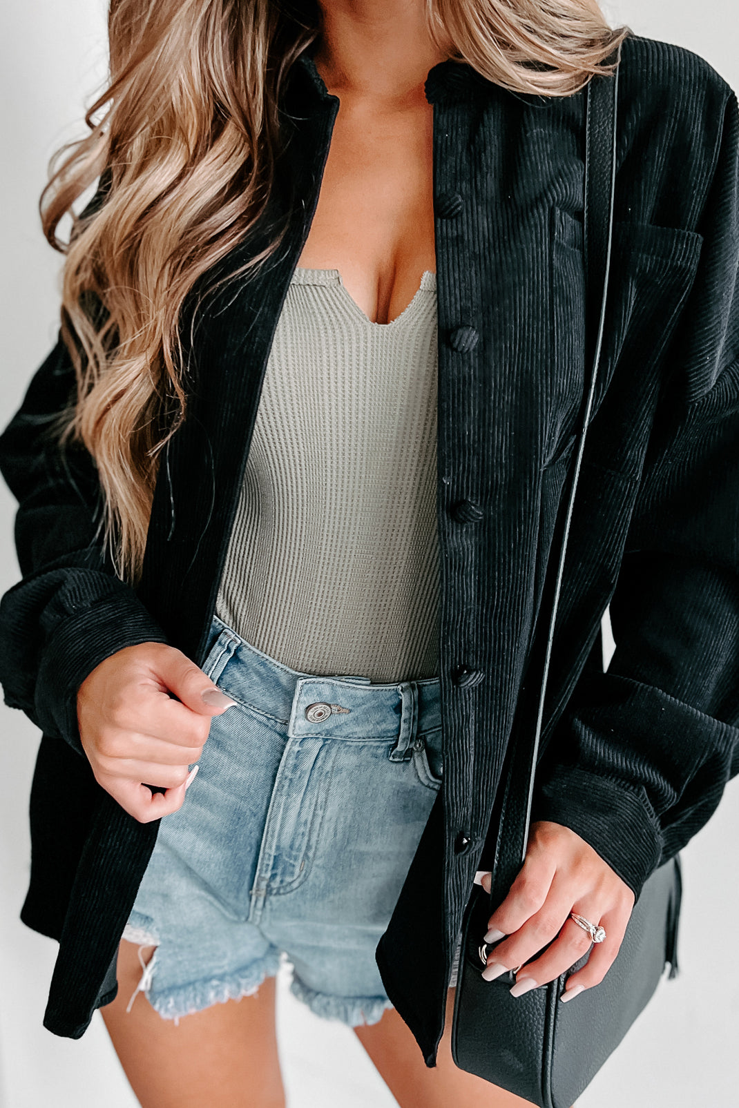 Saturdays At Market Oversized Corduroy Shacket (Black)-The Formal Wear