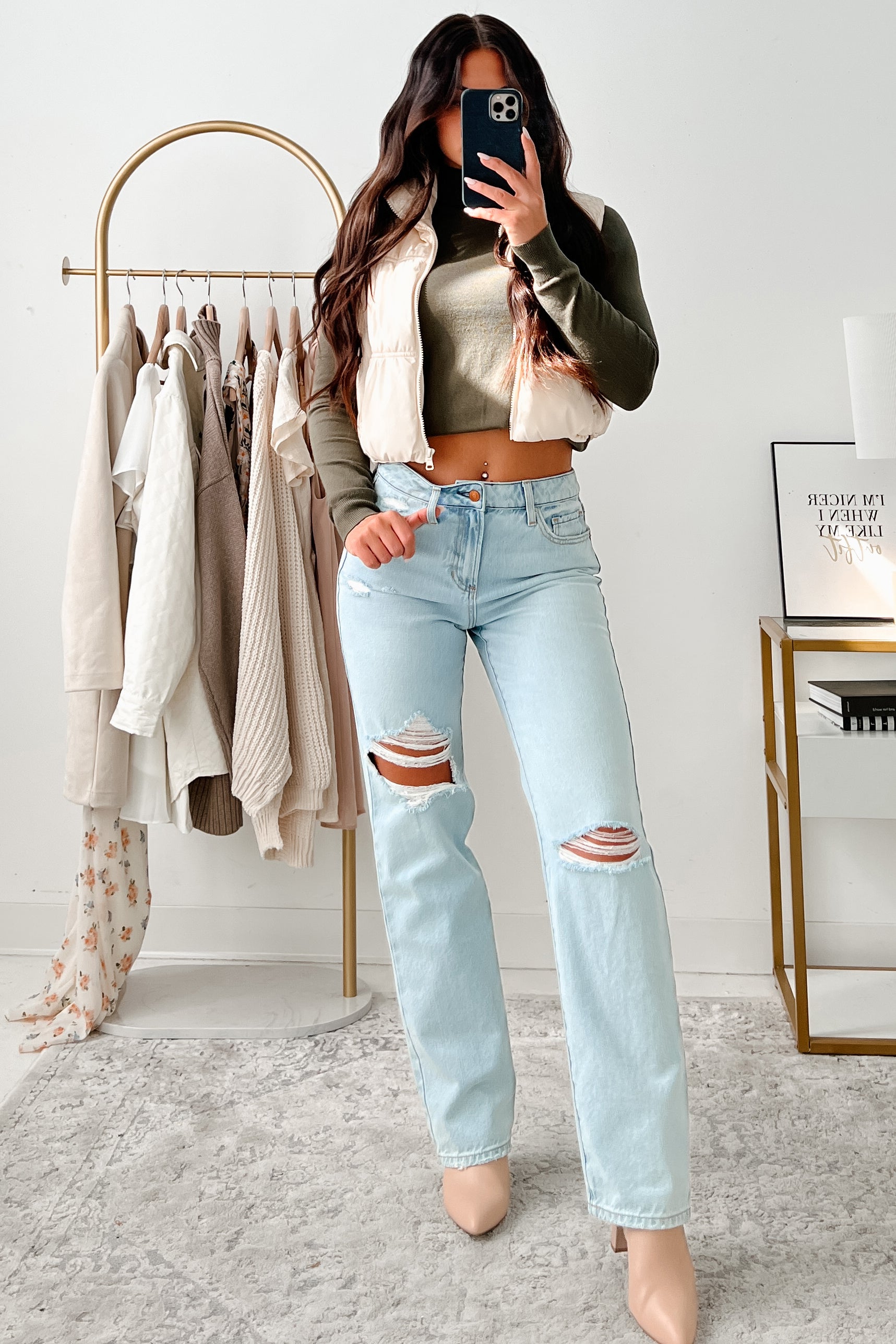 Atticus High Rise Distressed Sneak Peak Straight Leg Jeans (Light)-The Formal Wear