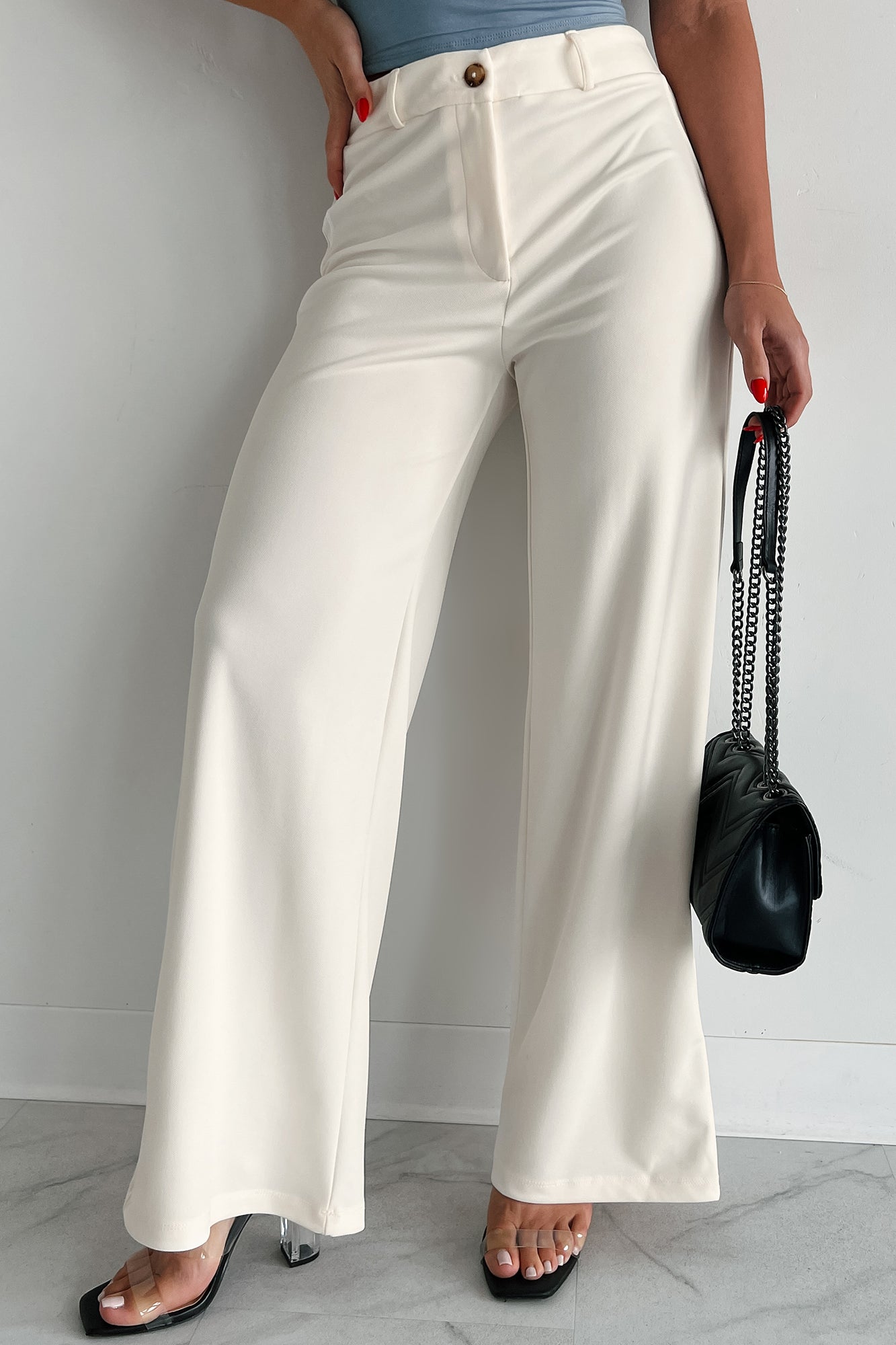 Working Together Wide Leg Pants (Off White)-The Formal Wear