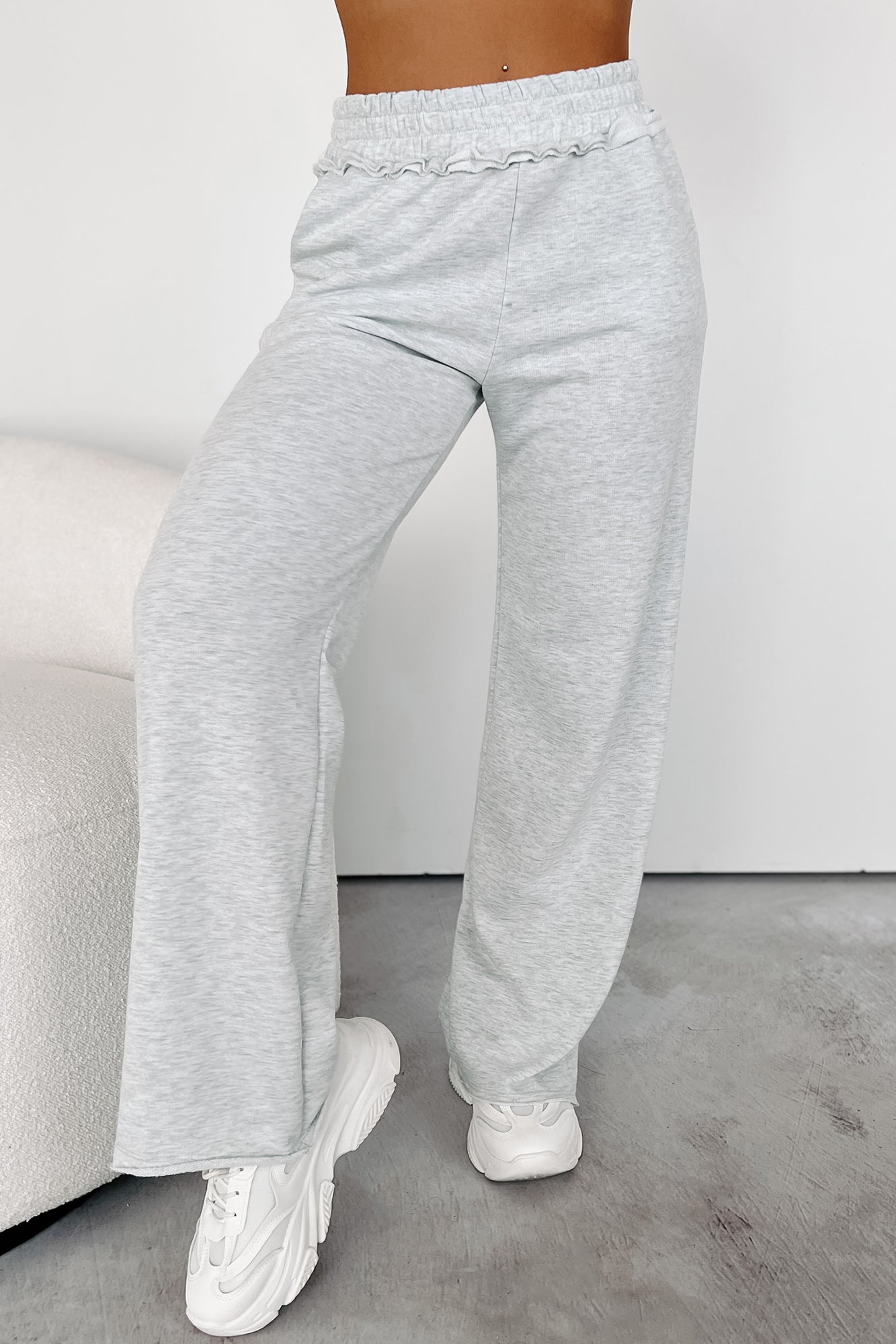 My Chill Time Wide Leg Sweatpants (Light Heather Grey)-The Formal Wear