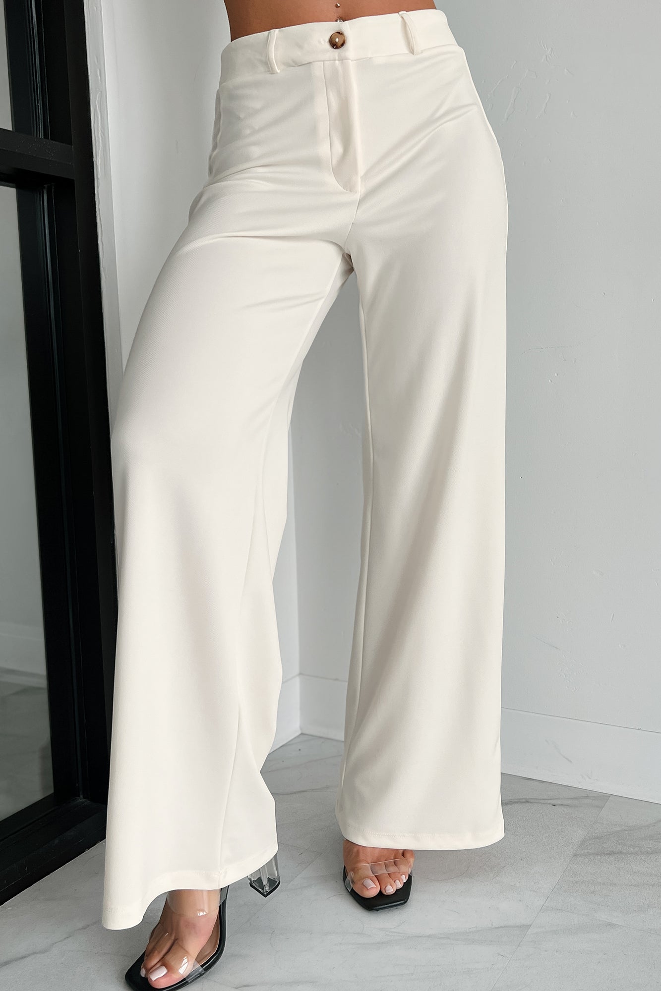 Working Together Wide Leg Pants (Off White)-The Formal Wear
