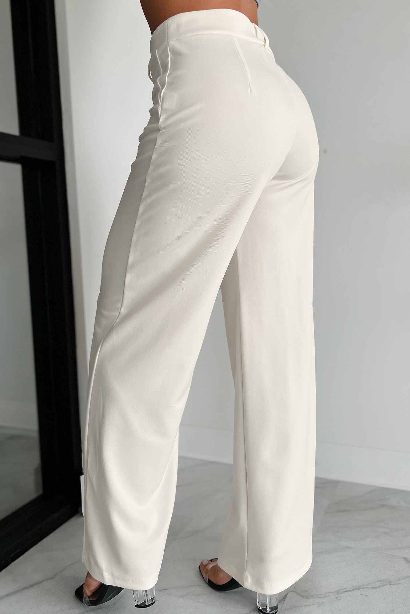 Working Together Wide Leg Pants (Off White)-The Formal Wear