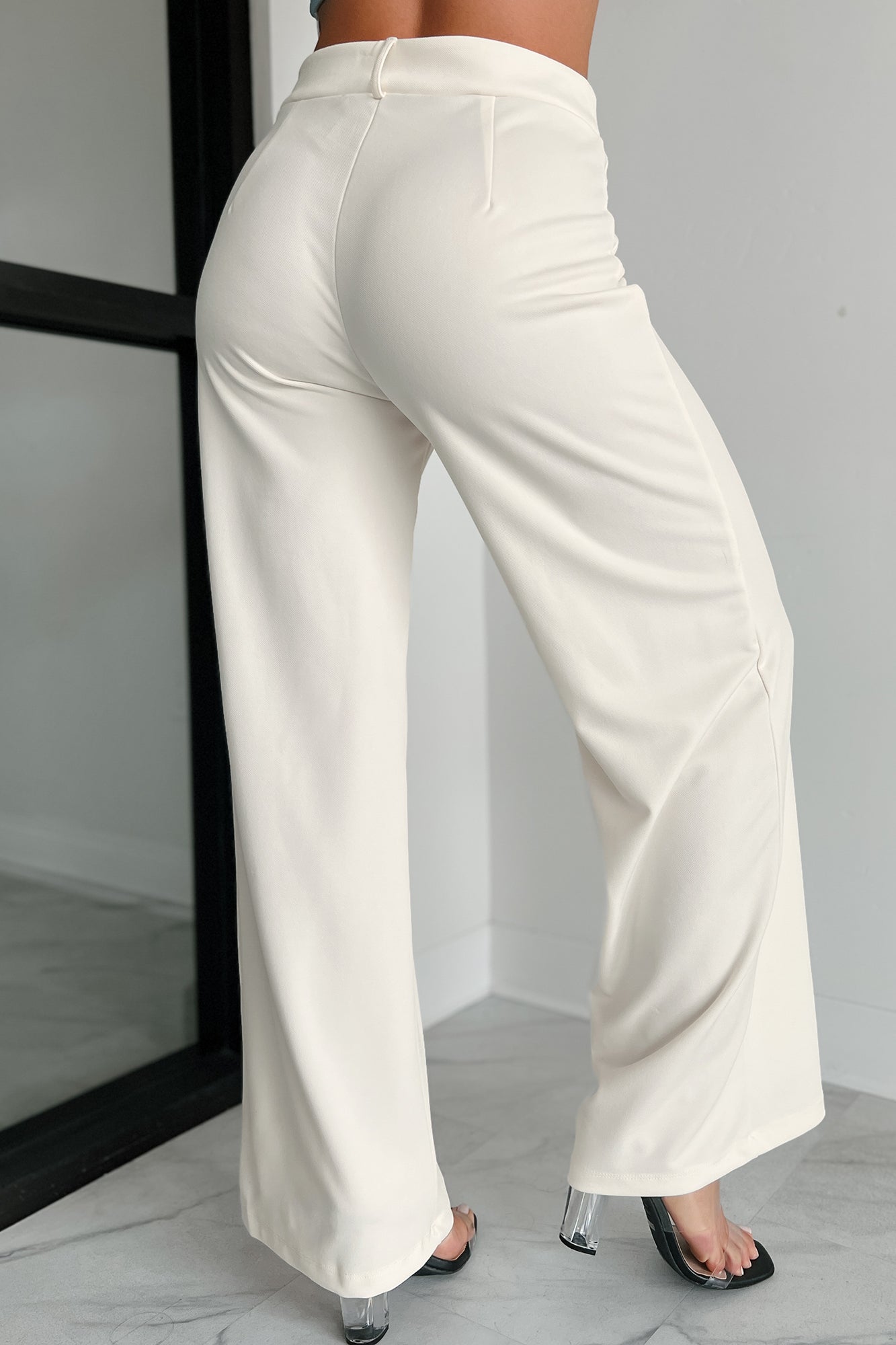 Working Together Wide Leg Pants (Off White)-The Formal Wear