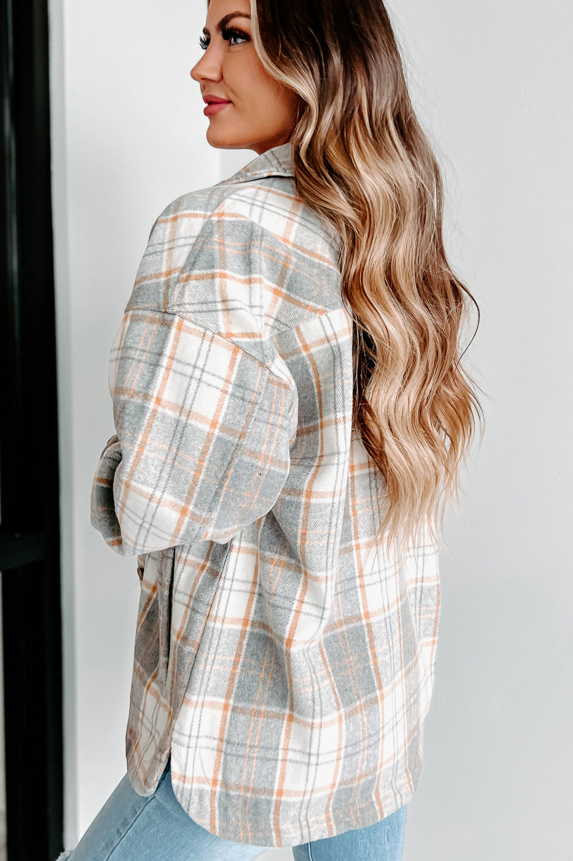 Remembered Pasts Plaid Shacket (Heather Grey)-The Formal Wear