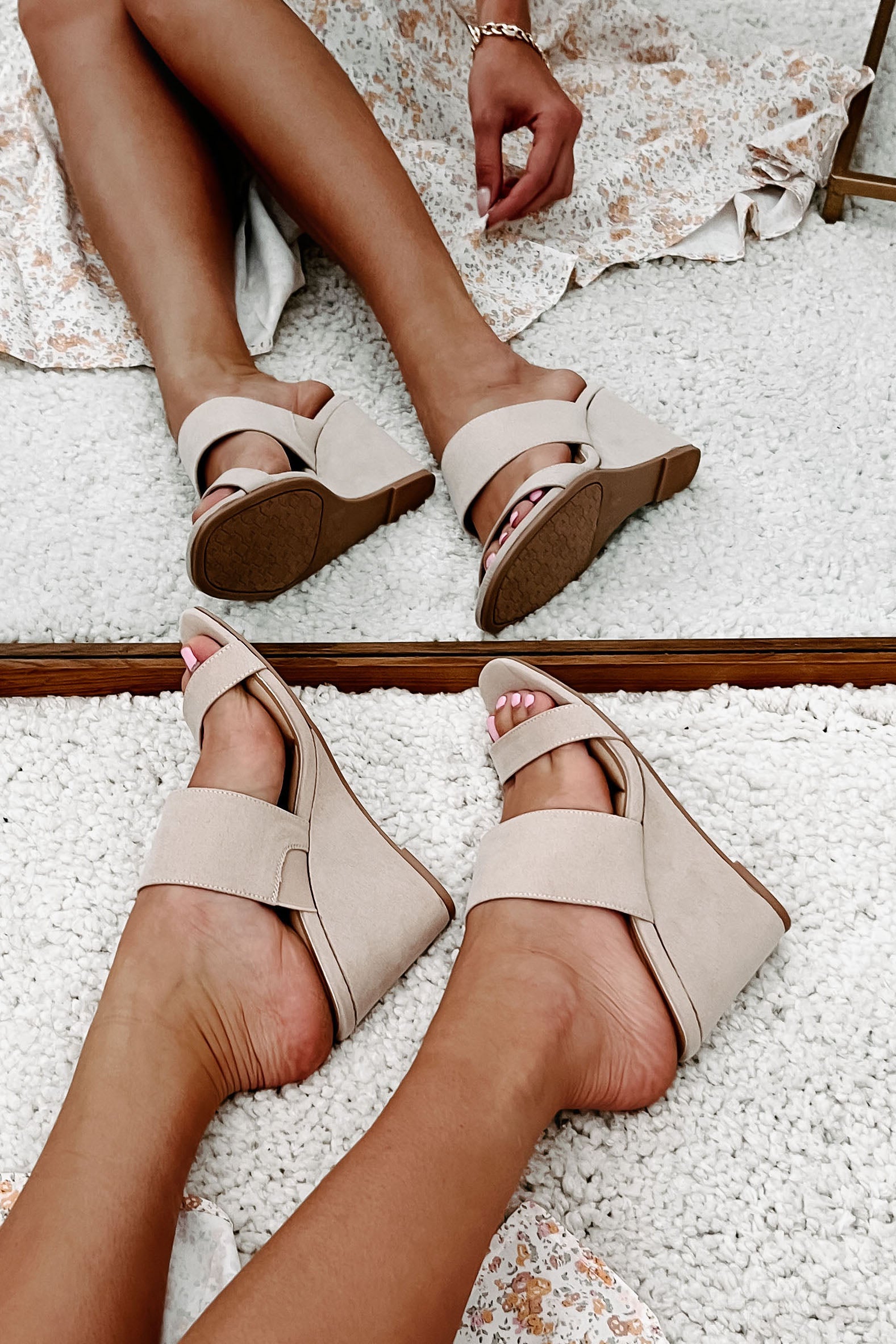 Fanciful Feelings Wedge Sandals (Nude)-The Formal Wear