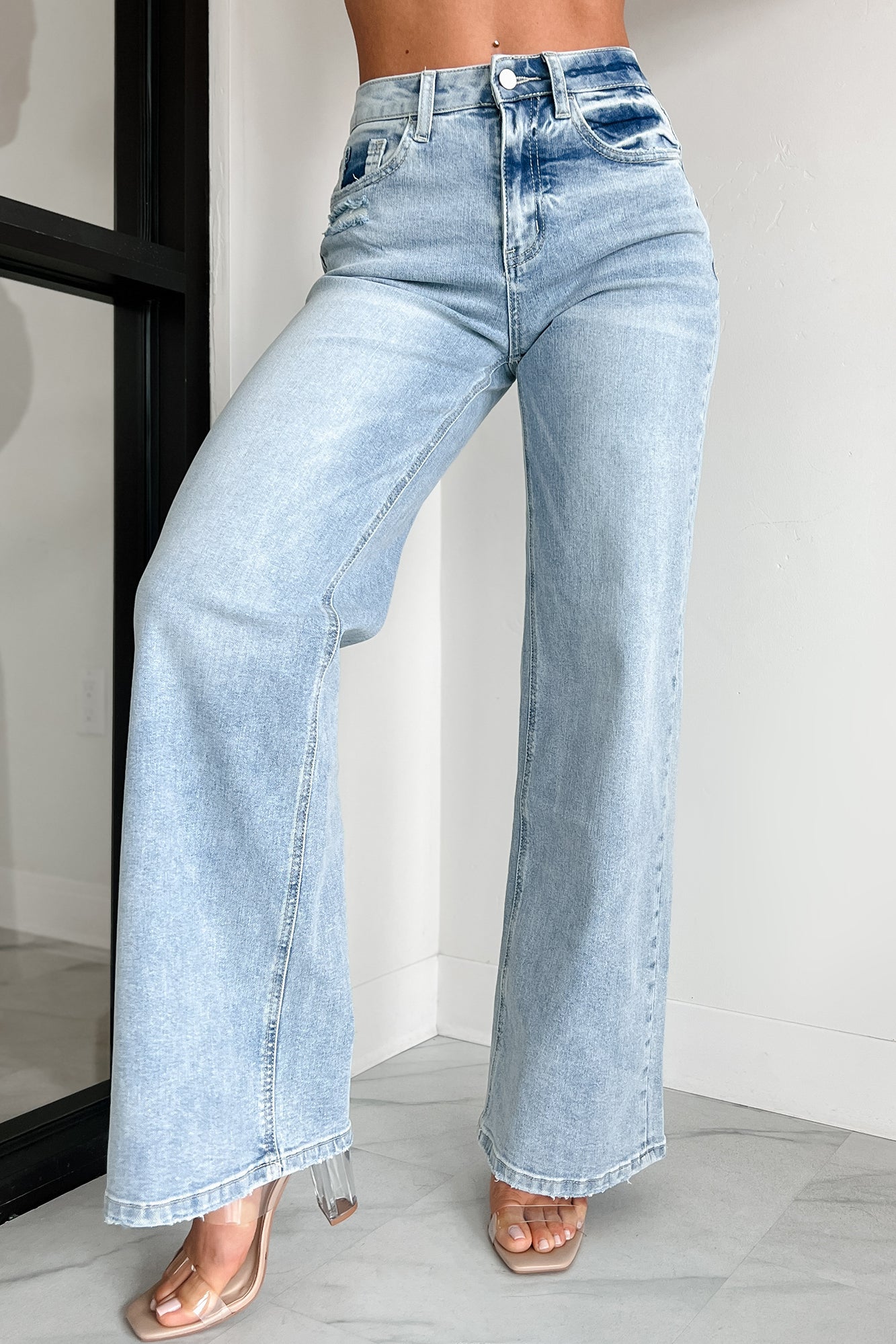 A New Dawn High Rise Flying Monkey Wide Leg Jeans (Light)-The Formal Wear