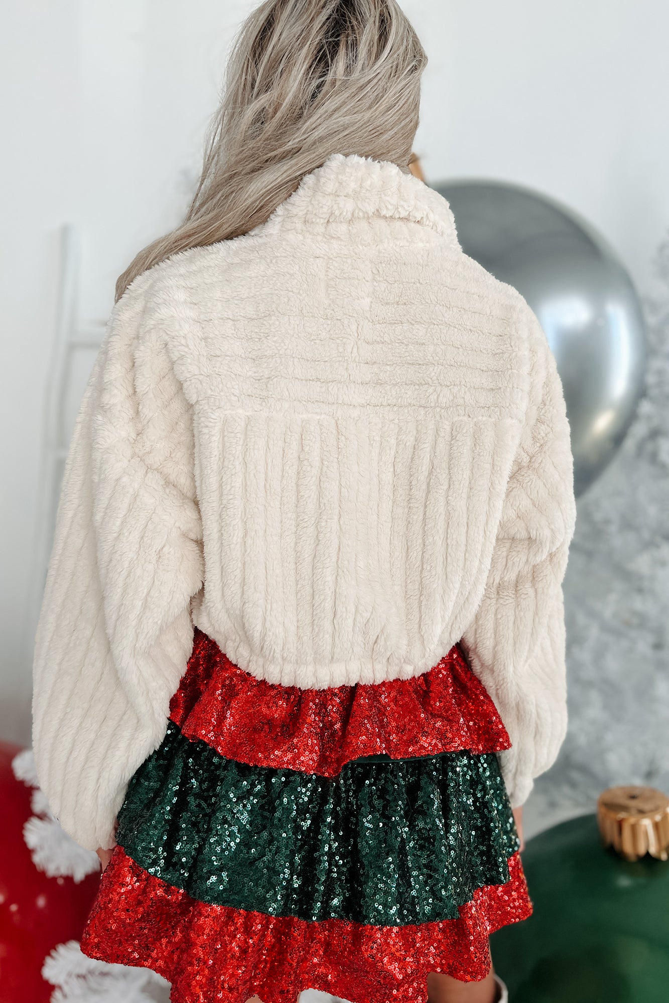 Bundle Of Fun Faux Fur Crop Jacket (Cream)-The Formal Wear