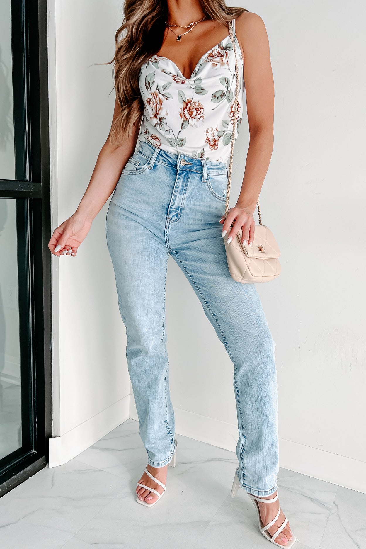 Being Sweet & Subtle Floral Tank Top (Off White/Mocha)-The Formal Wear