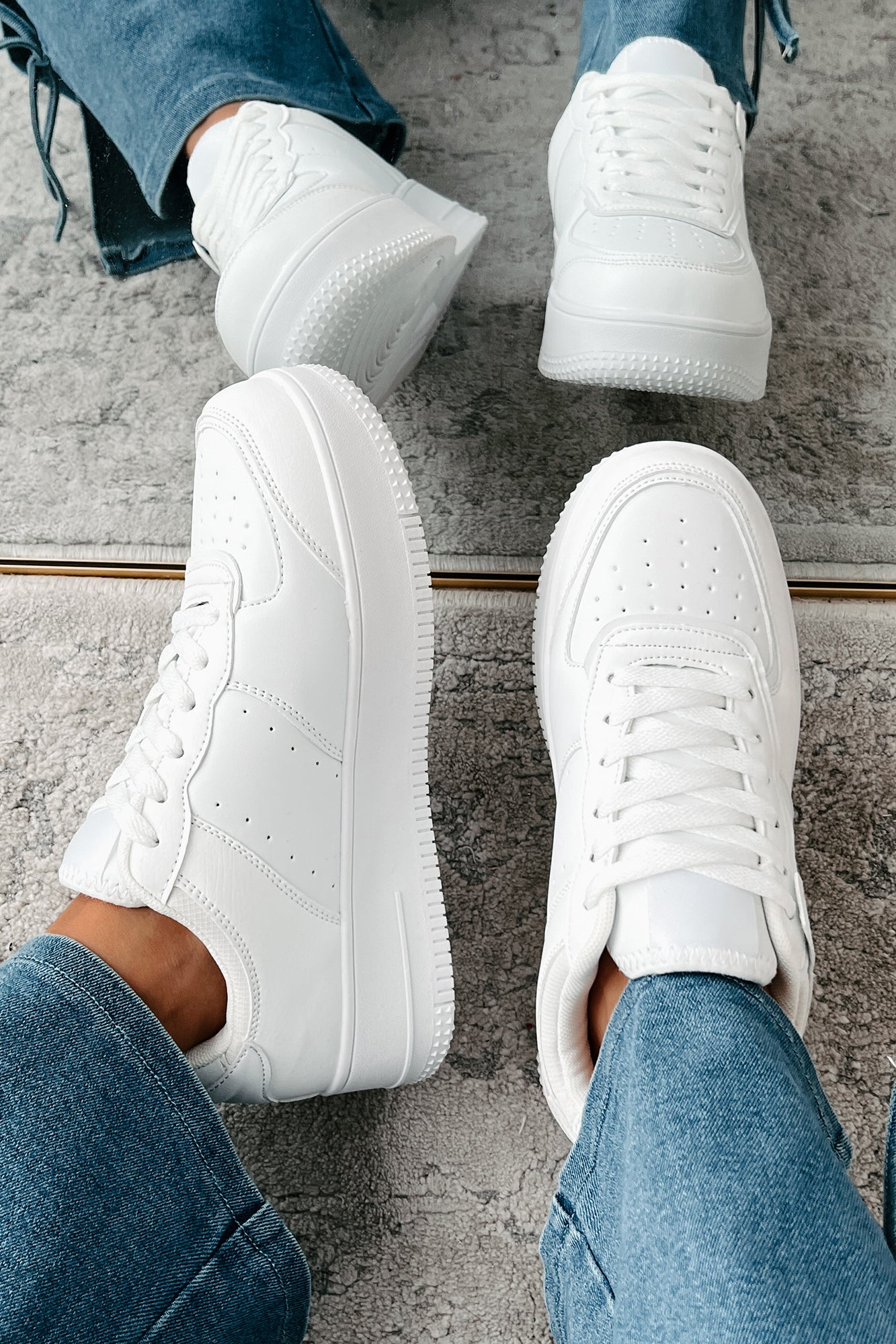 Classic Kicks Lace-Up Platform Sneaker (White)-The Formal Wear