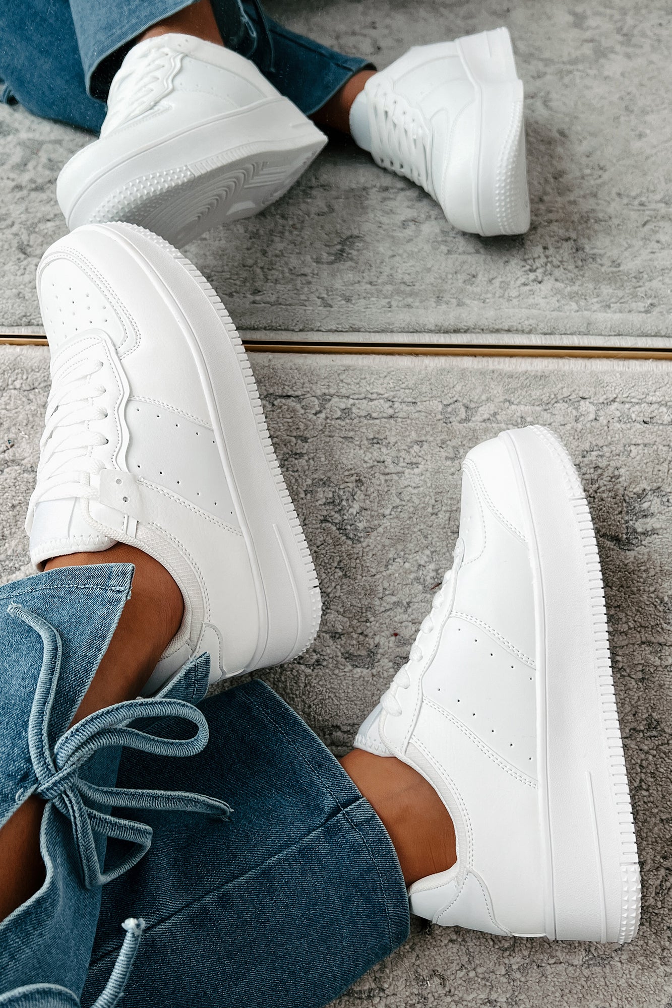 Classic Kicks Lace-Up Platform Sneaker (White)-The Formal Wear