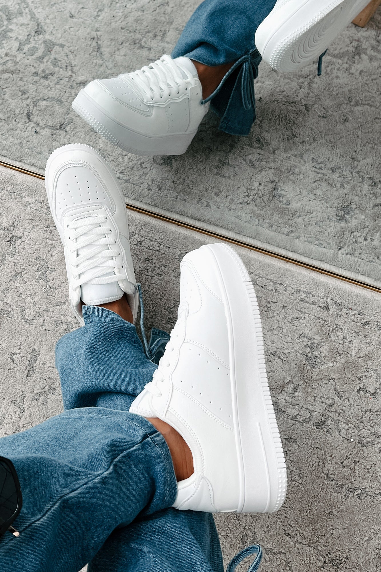 Classic Kicks Lace-Up Platform Sneaker (White)-The Formal Wear