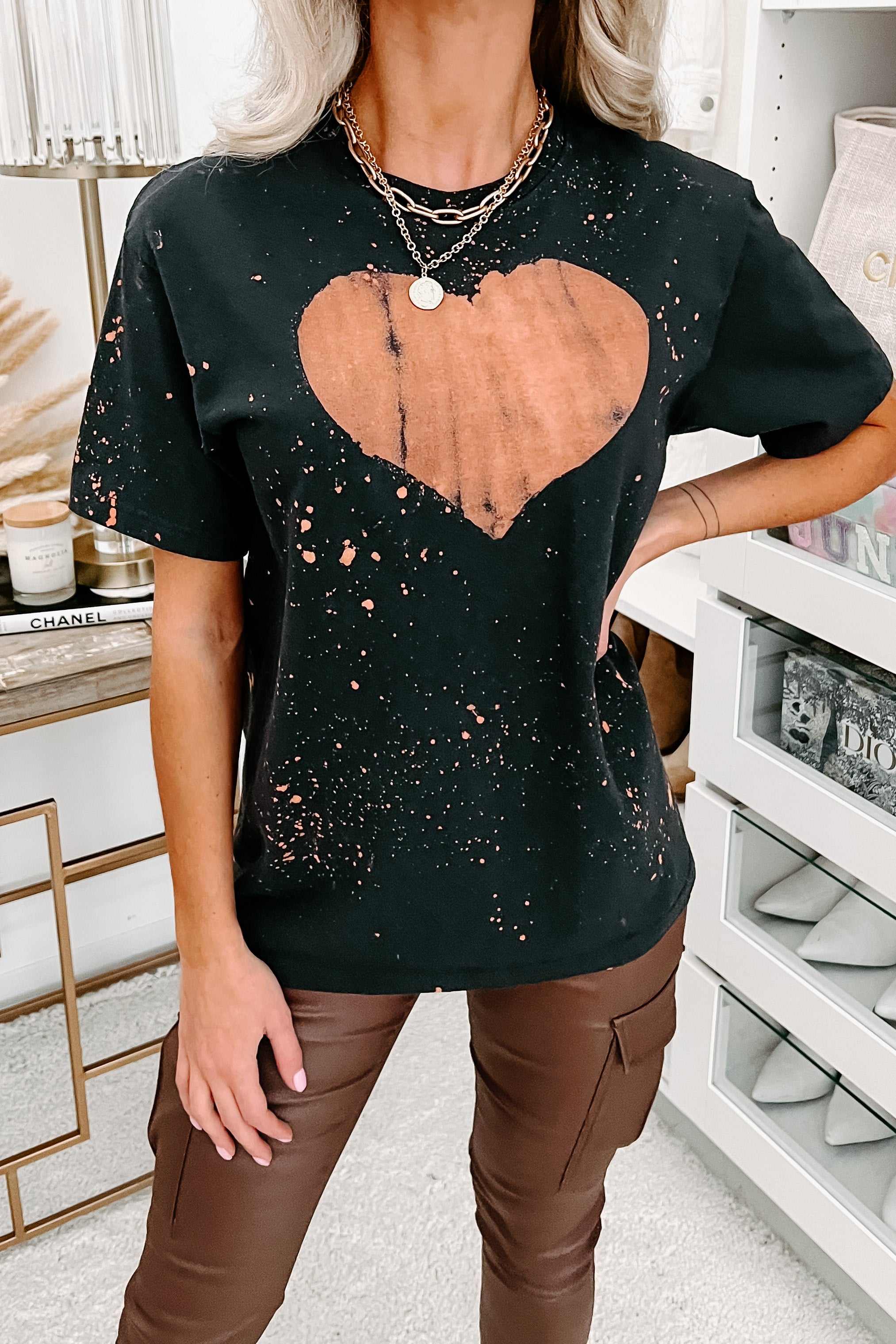 You Have My Heart Bleached Heart T-Shirt (Charcoal Black)-The Formal Wear