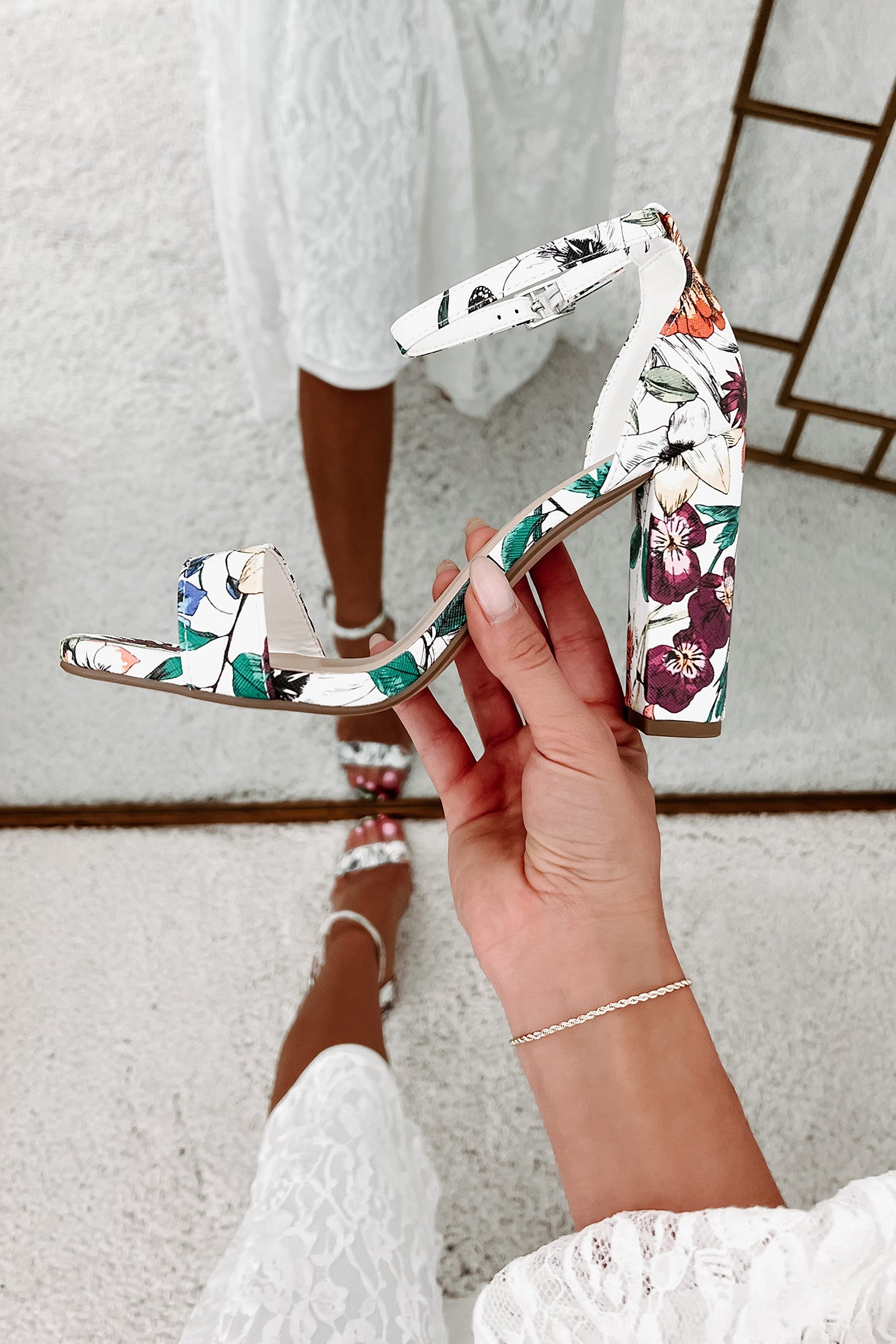 Fixated On You Floral Heel (White)-The Formal Wear