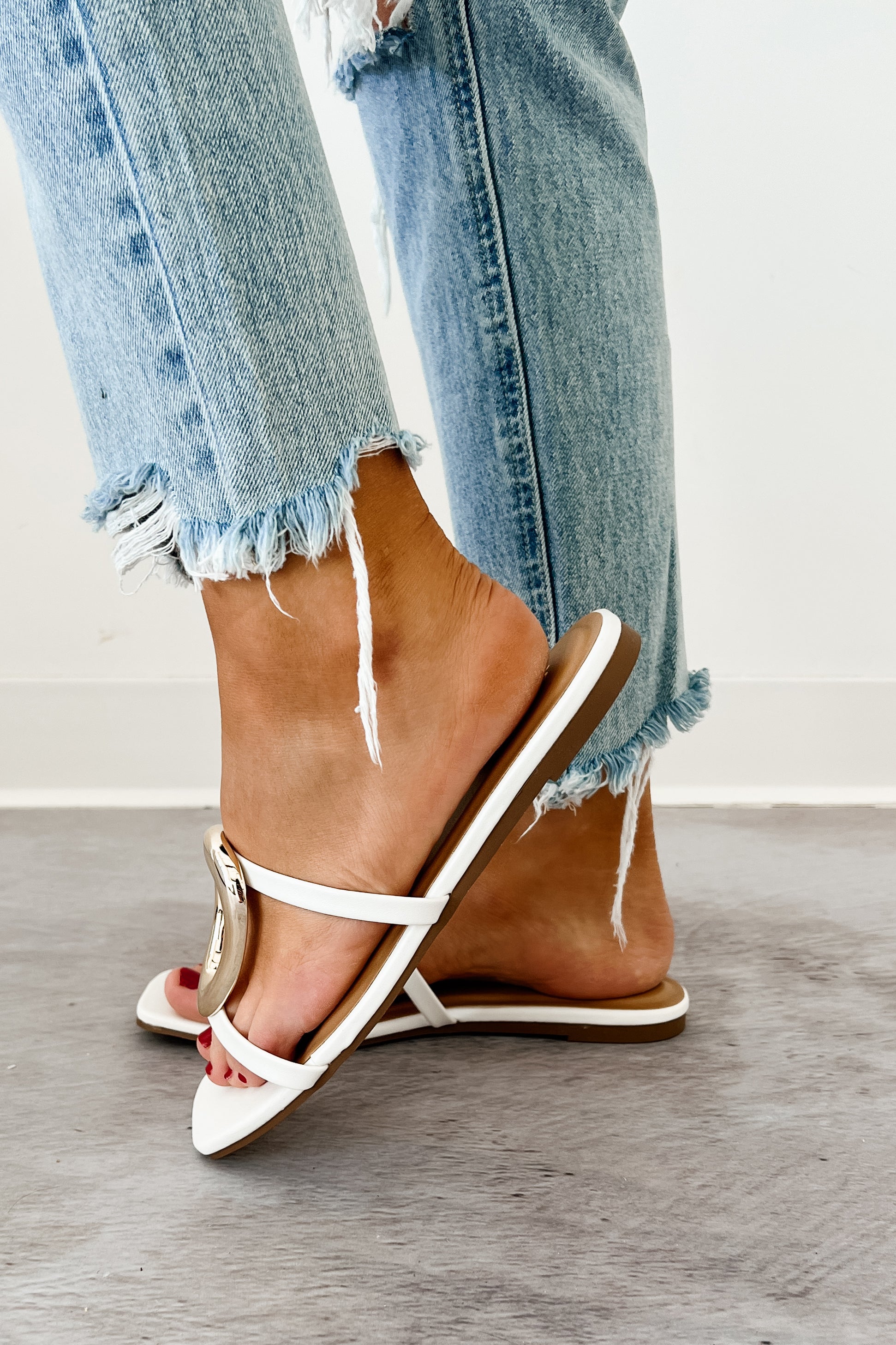 Forever Golden Strappy Square Toe Sandals (White)-The Formal Wear