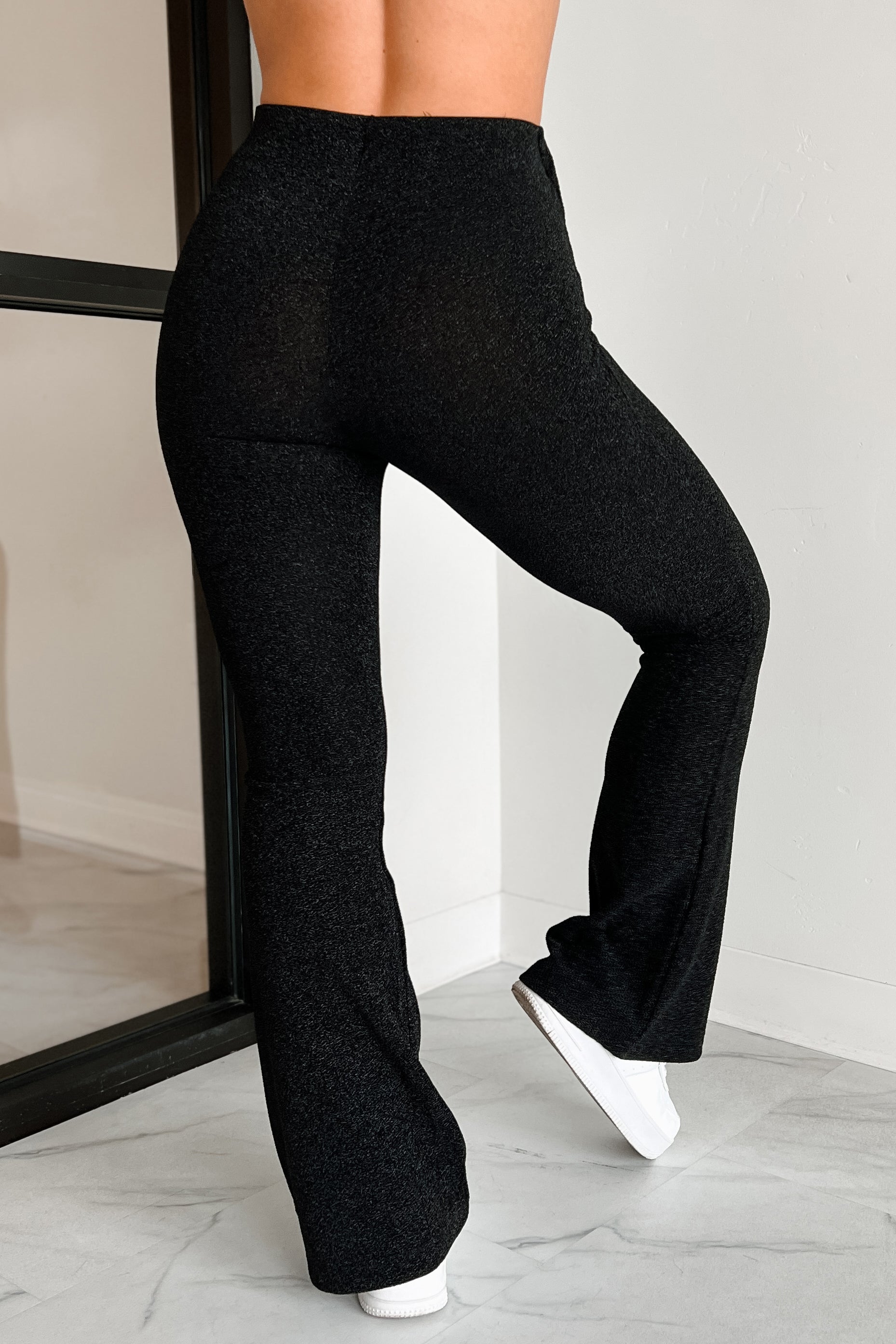 Anastasia Metallic Flare Pants (Black)-The Formal Wear