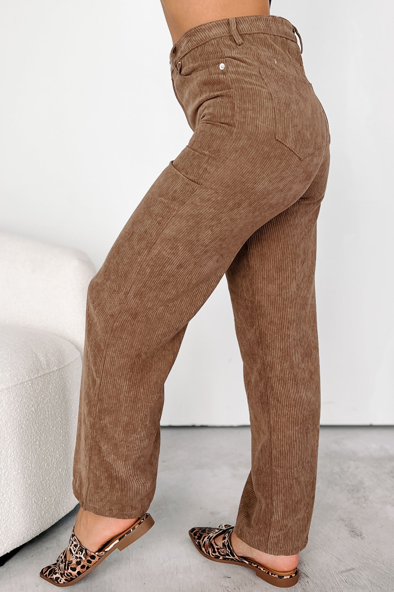 Zachary High Rise Corduroy Pants (Mocha)-The Formal Wear