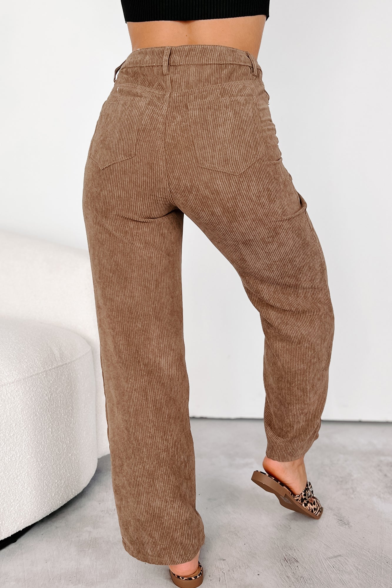 Zachary High Rise Corduroy Pants (Mocha)-The Formal Wear