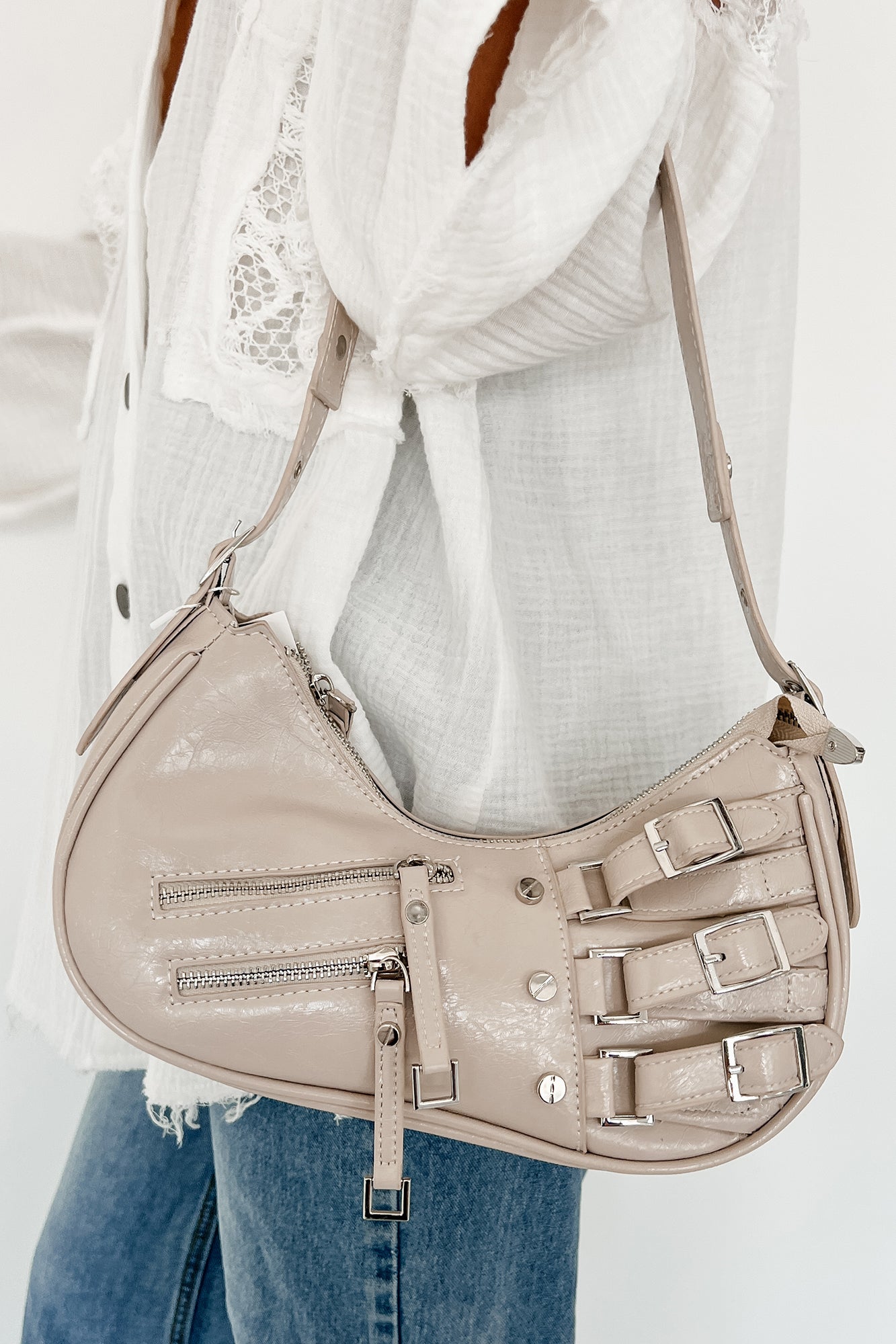 Simply Sophisticated Belted Purse (Light Stone)-The Formal Wear