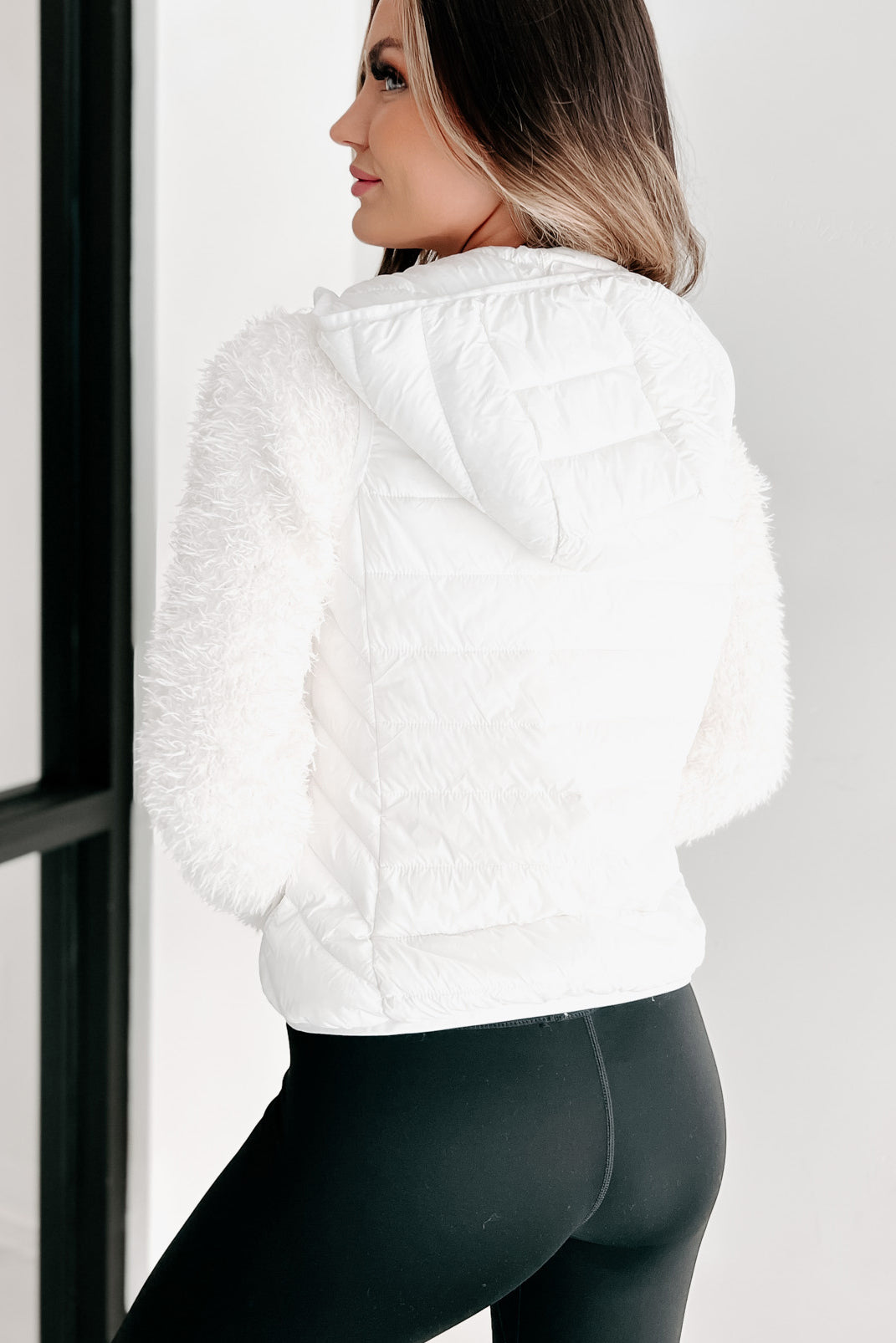 Holiday Steal- Headed For The Snow Hooded Puffer Vest (White)-The Formal Wear