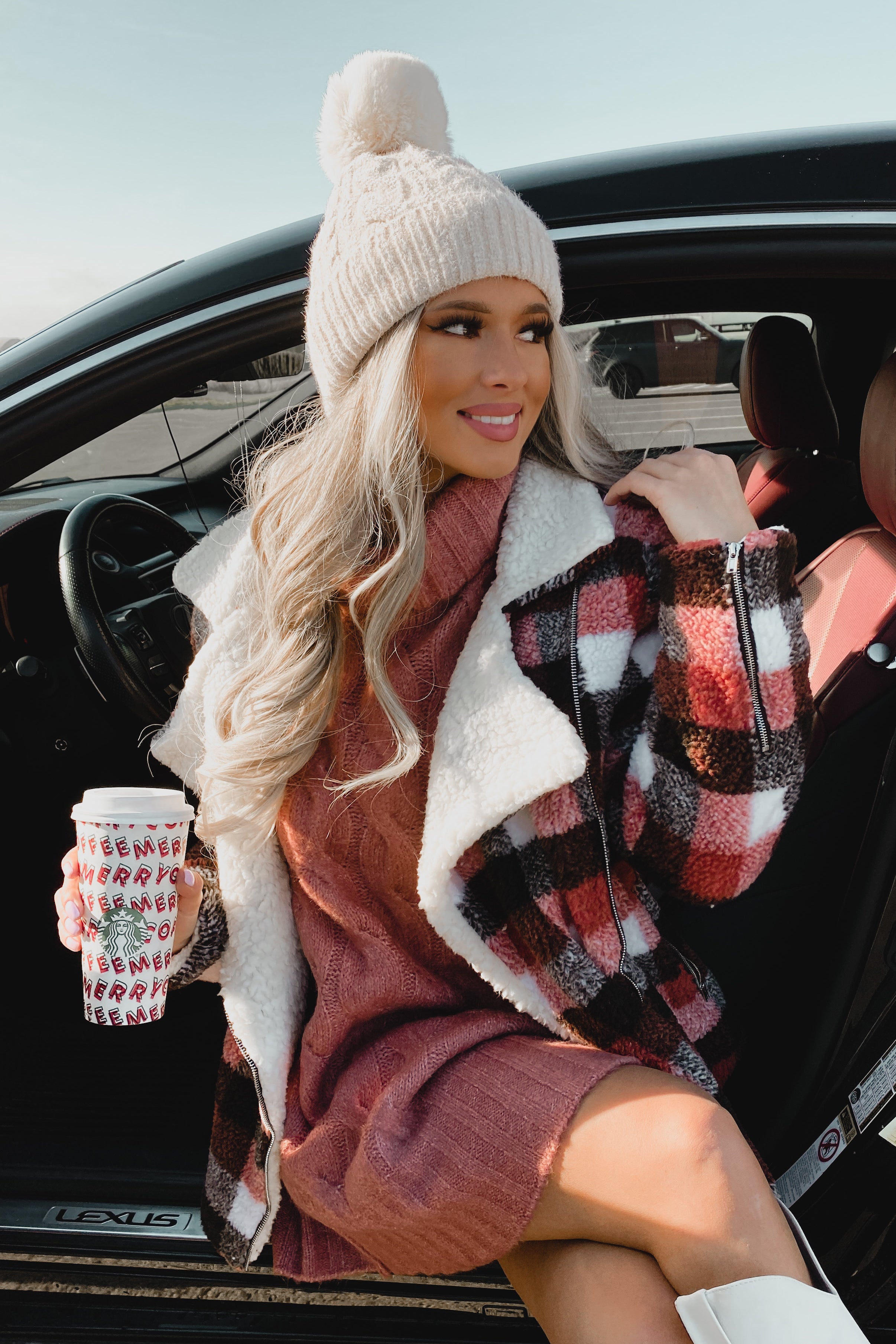 Mountain Memories Plaid Sherpa Jacket (Rust)-The Formal Wear